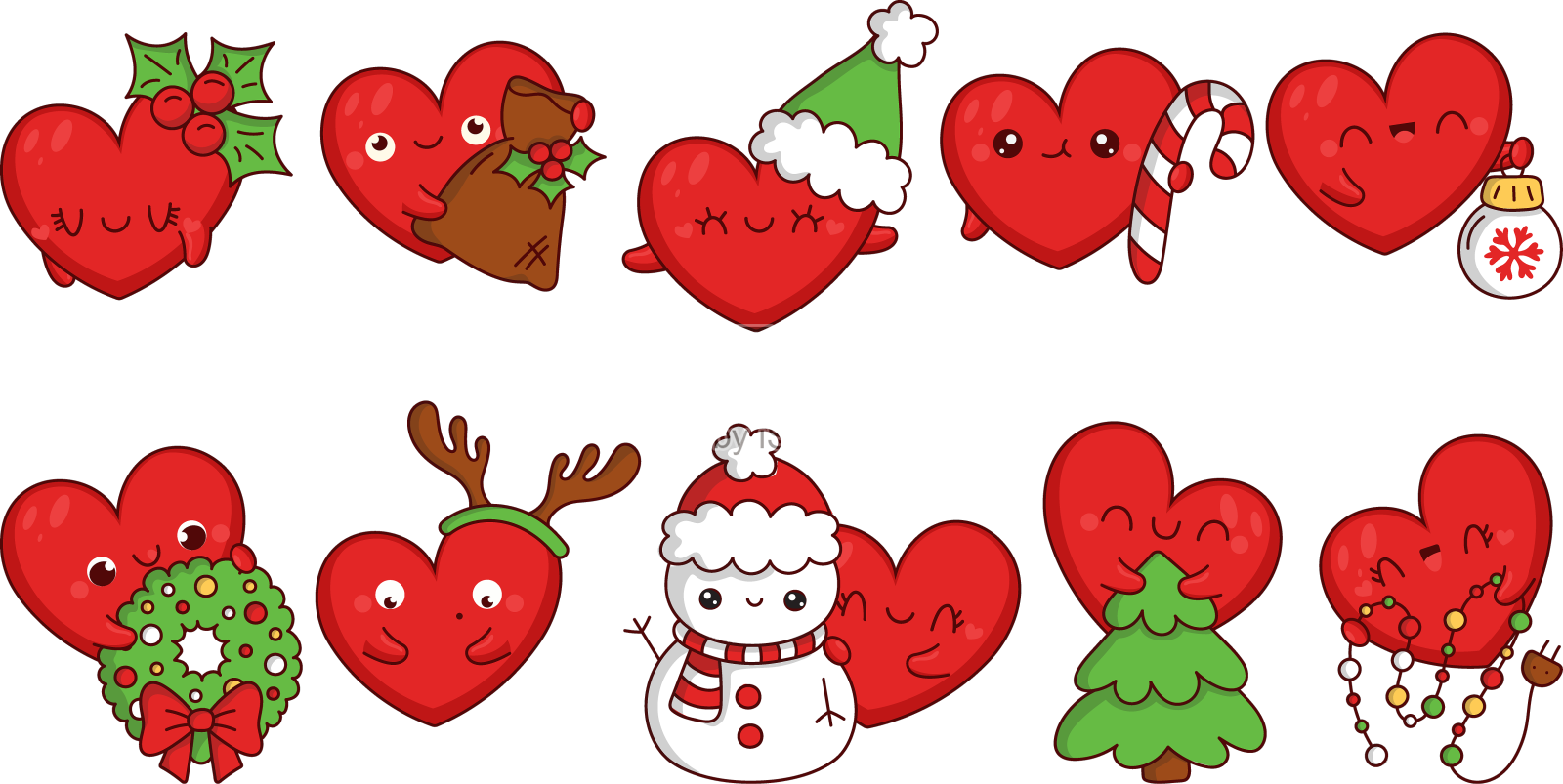 收集圣诞心套设计元素图片