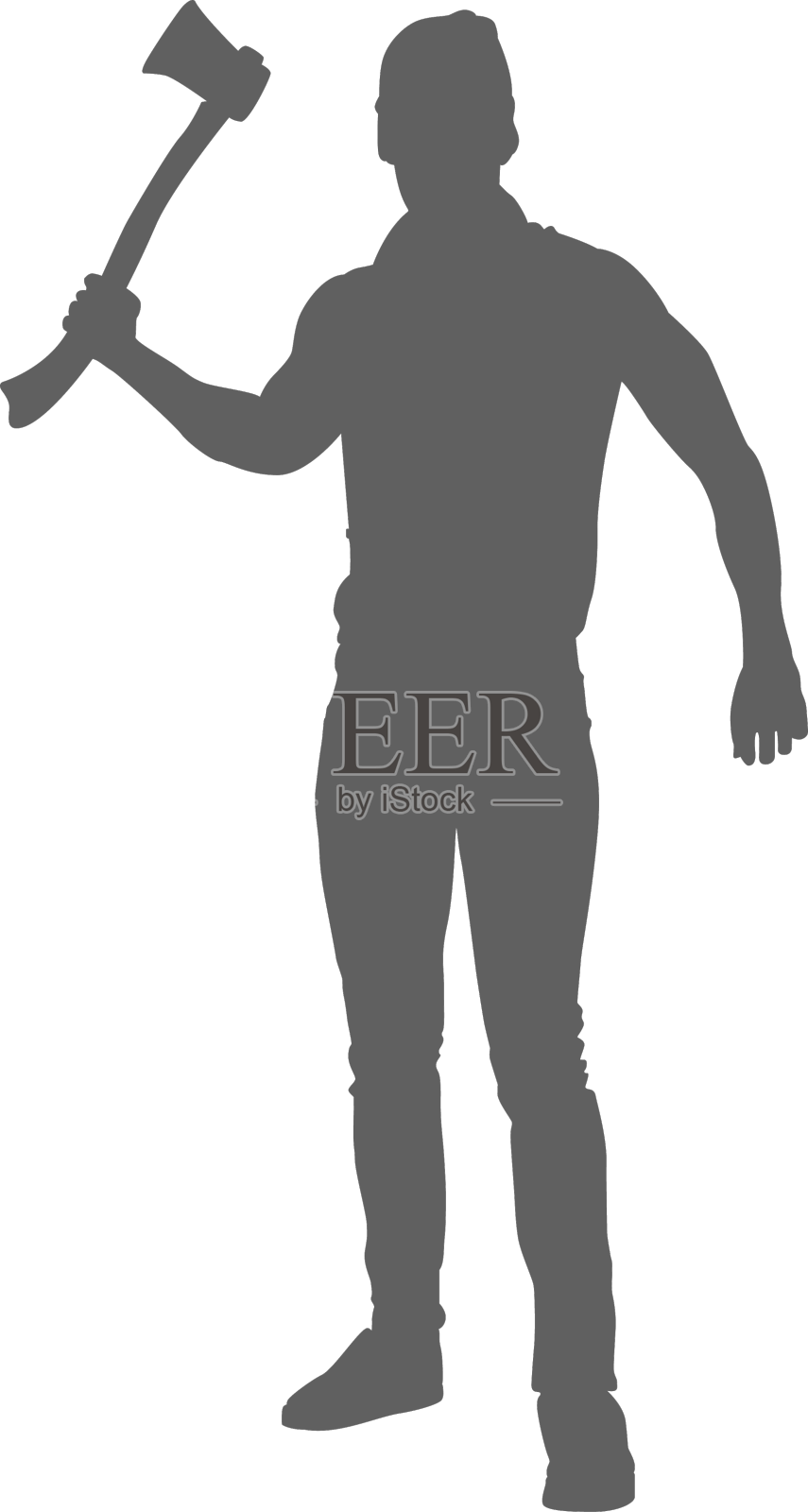 站着的伐木工带着斧头的剪影设计元素图片
