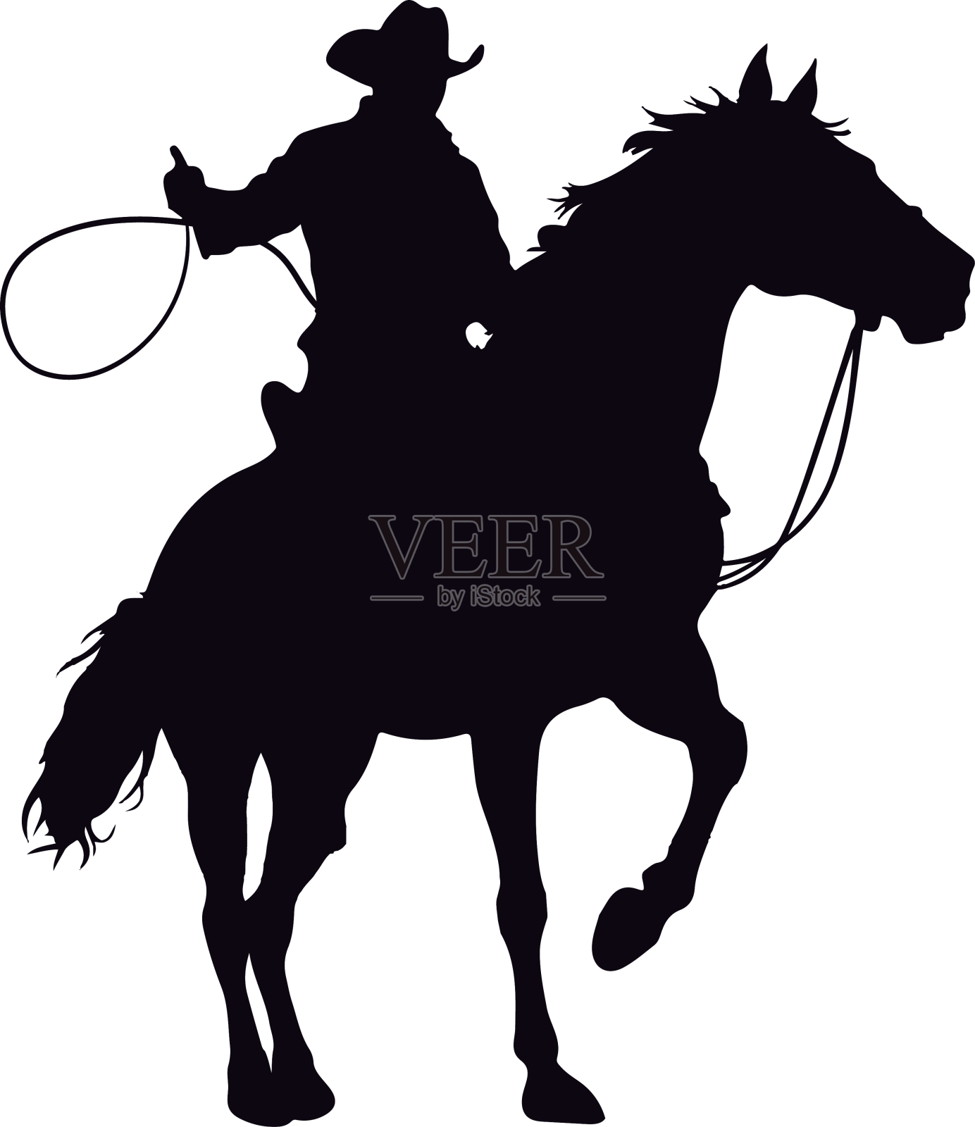 马哺乳动物的牛仔剪影设计元素图片