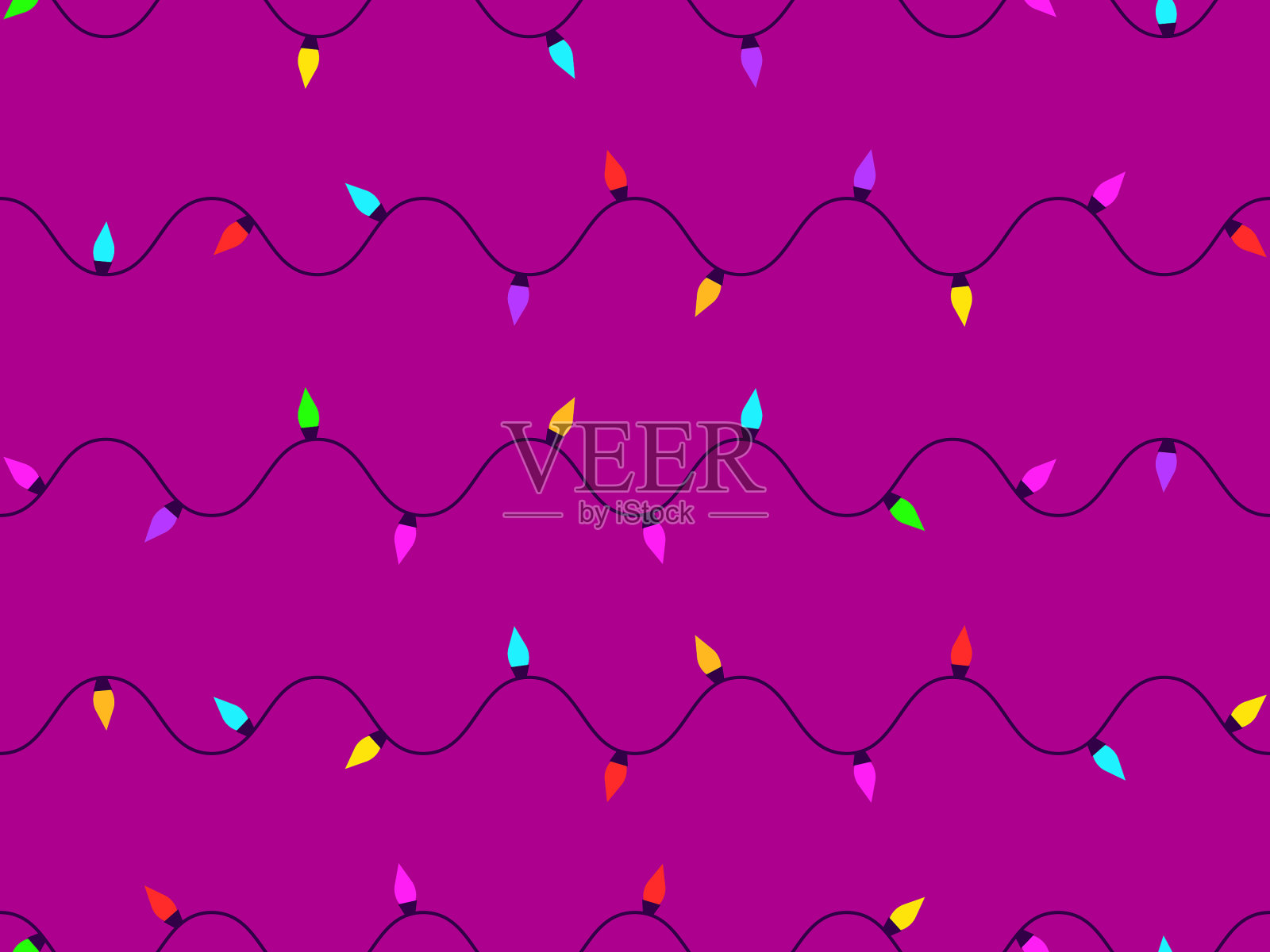 圣诞发光花环无缝图案插画图片素材