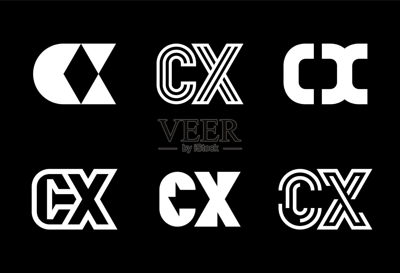 一套字母cx标志插画图片素材