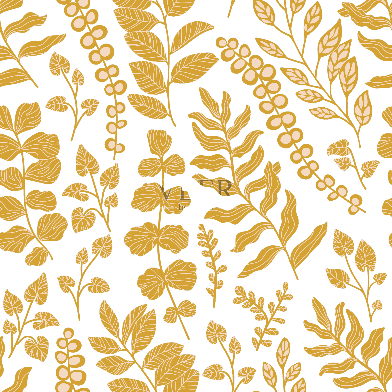 植物学金色叶子背景创意设计元素图片