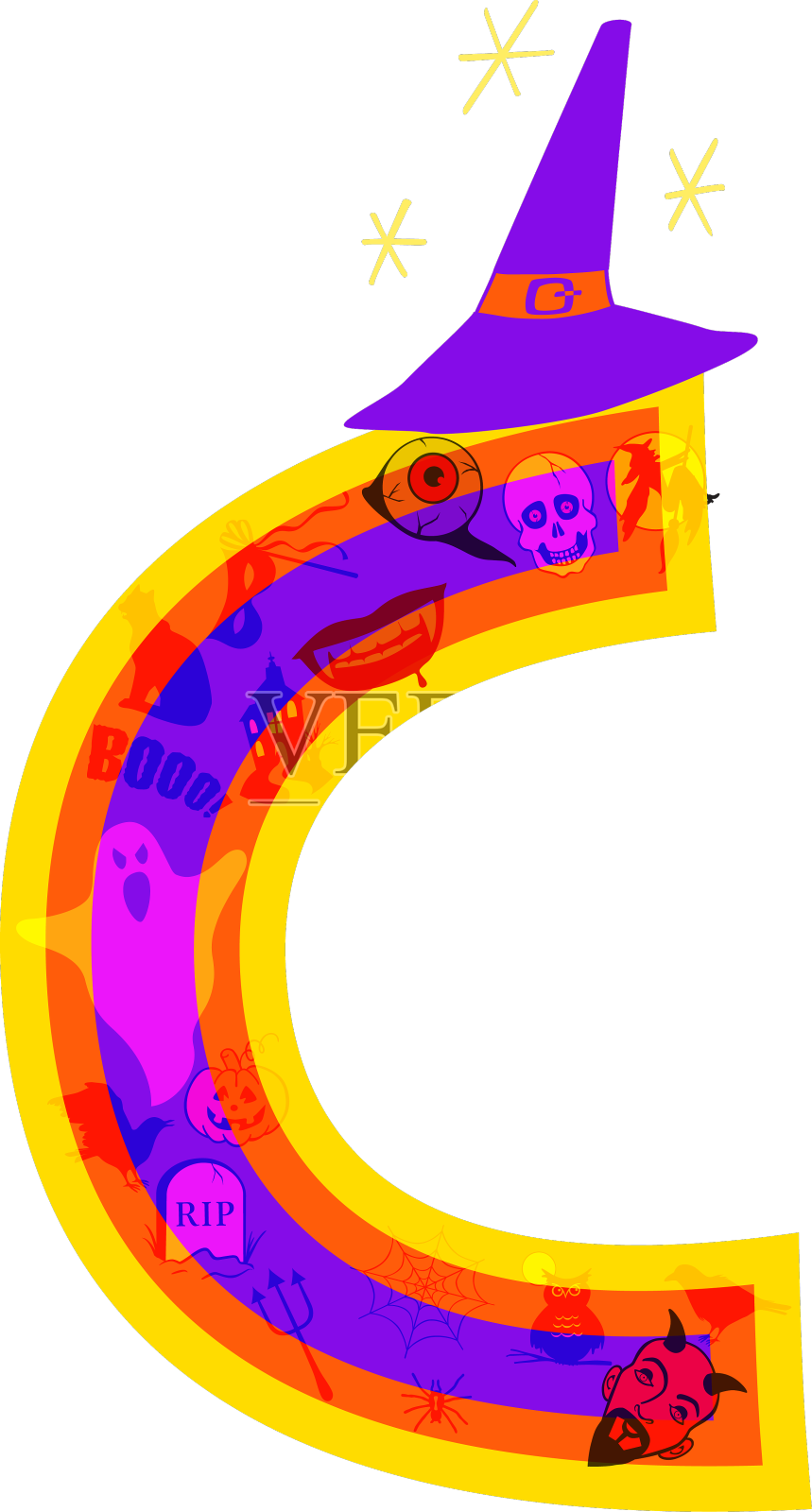 happy-halloween-c-alphabet-party-font-typography设计元素图片