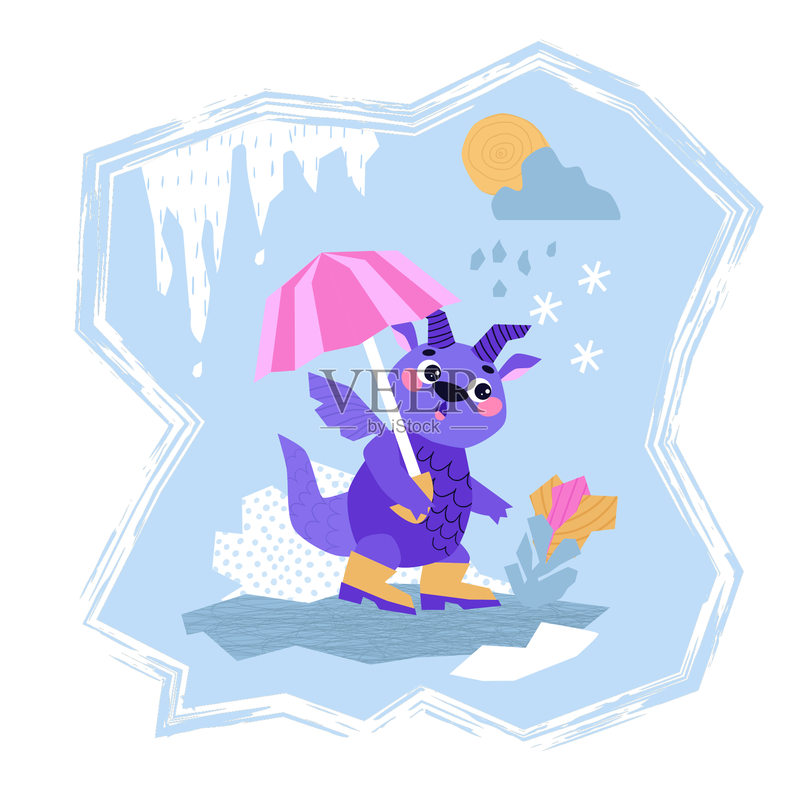 可爱的龙卡通吉祥物人物新快乐设计元素图片