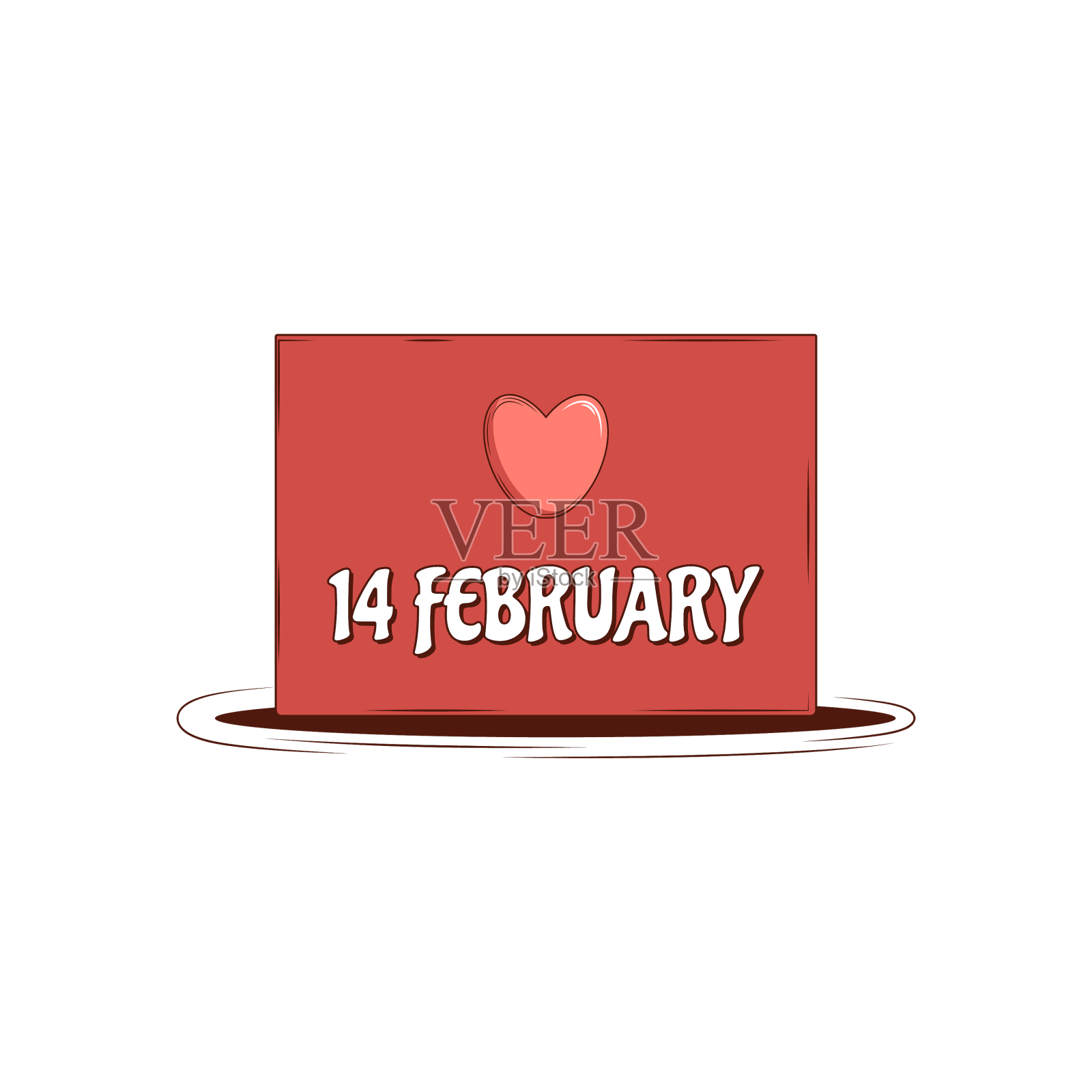 明信片上写着二月十四日和设计元素图片