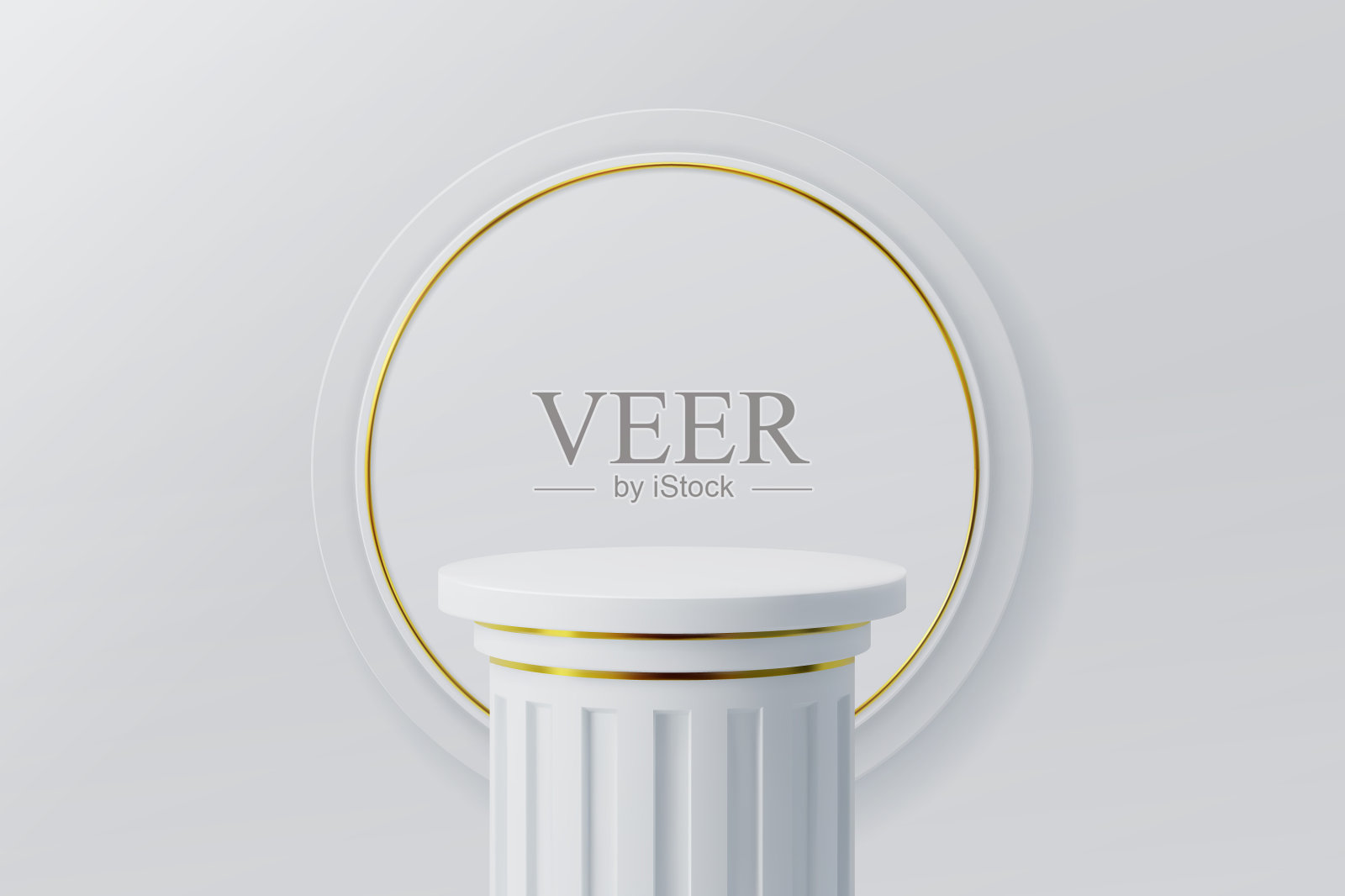 柱式裙台采用圆形框架柱式展示插画图片素材