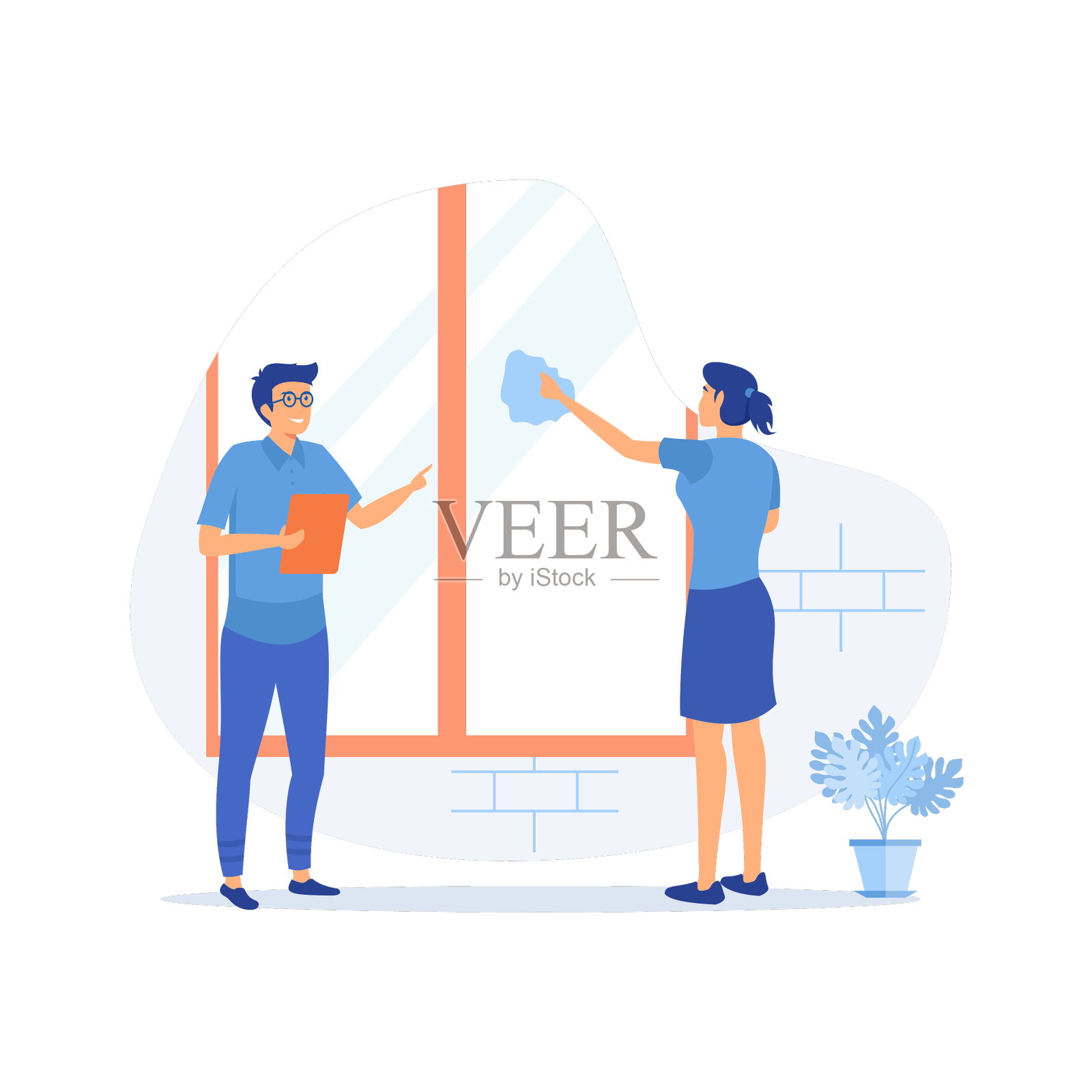 酒店经营孤立的卡通集平现代设计元素图片