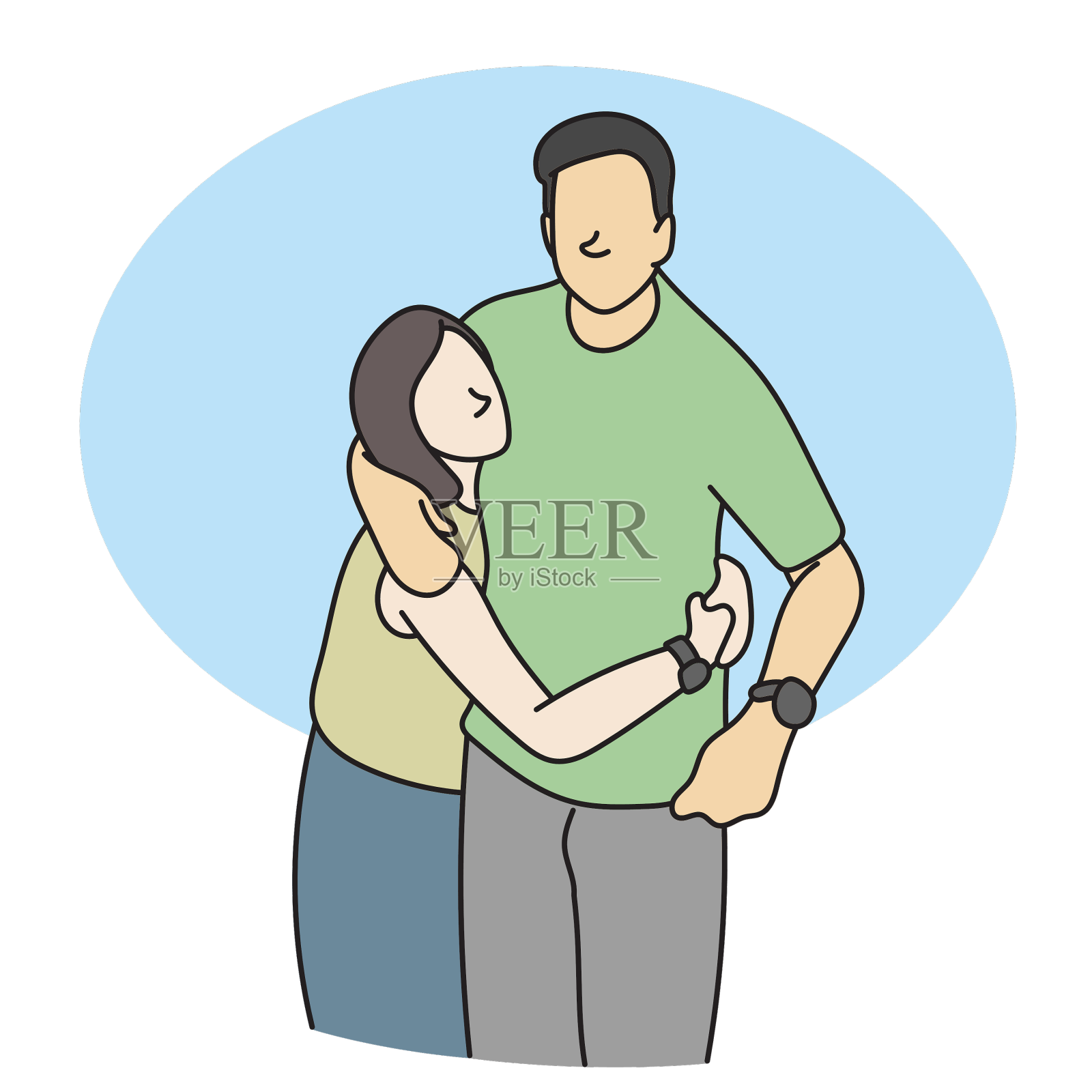 一个可爱的年轻人拥抱着他的设计元素图片