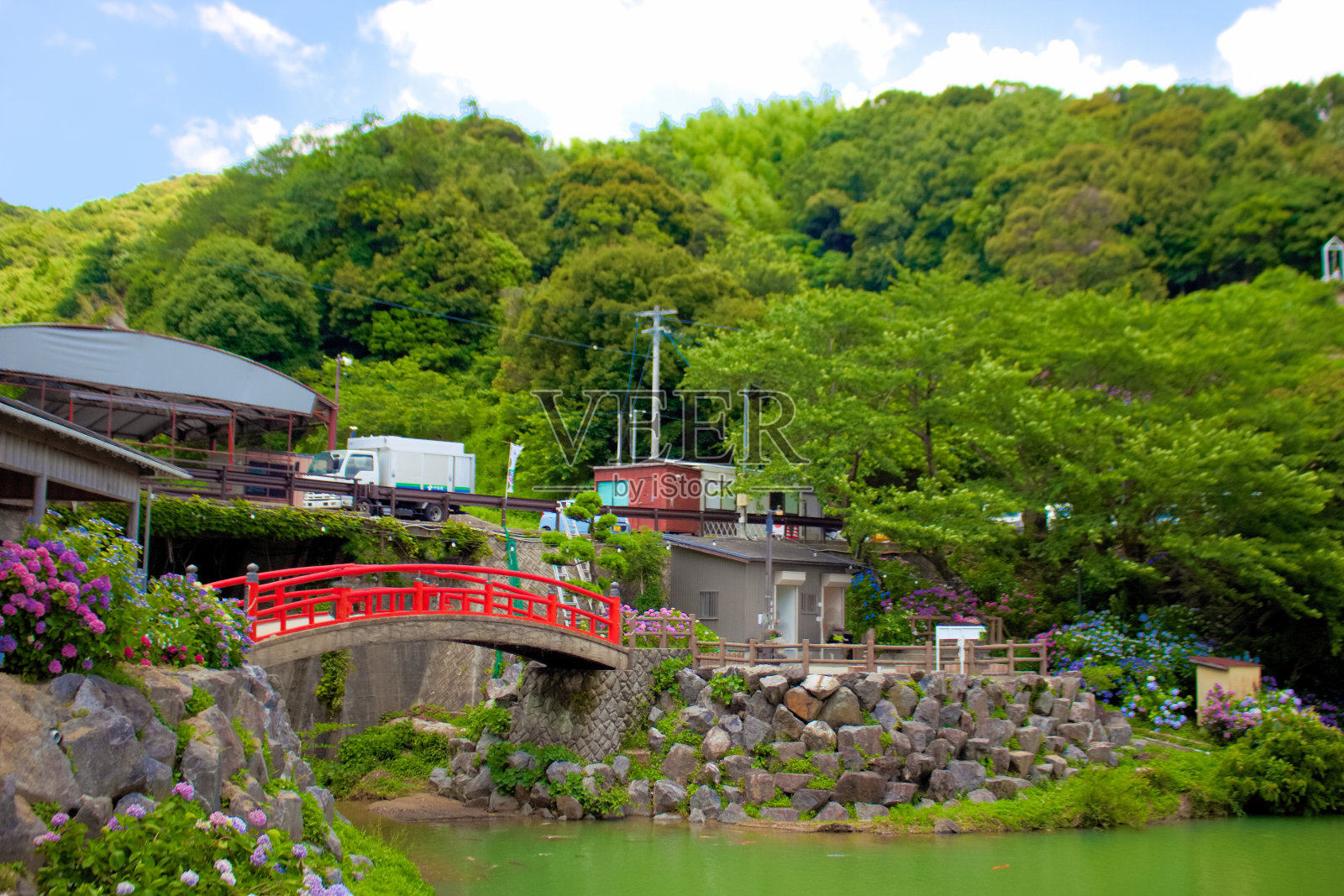 [爱知县]加马哥里市片原温泉绣球花村照片摄影图片