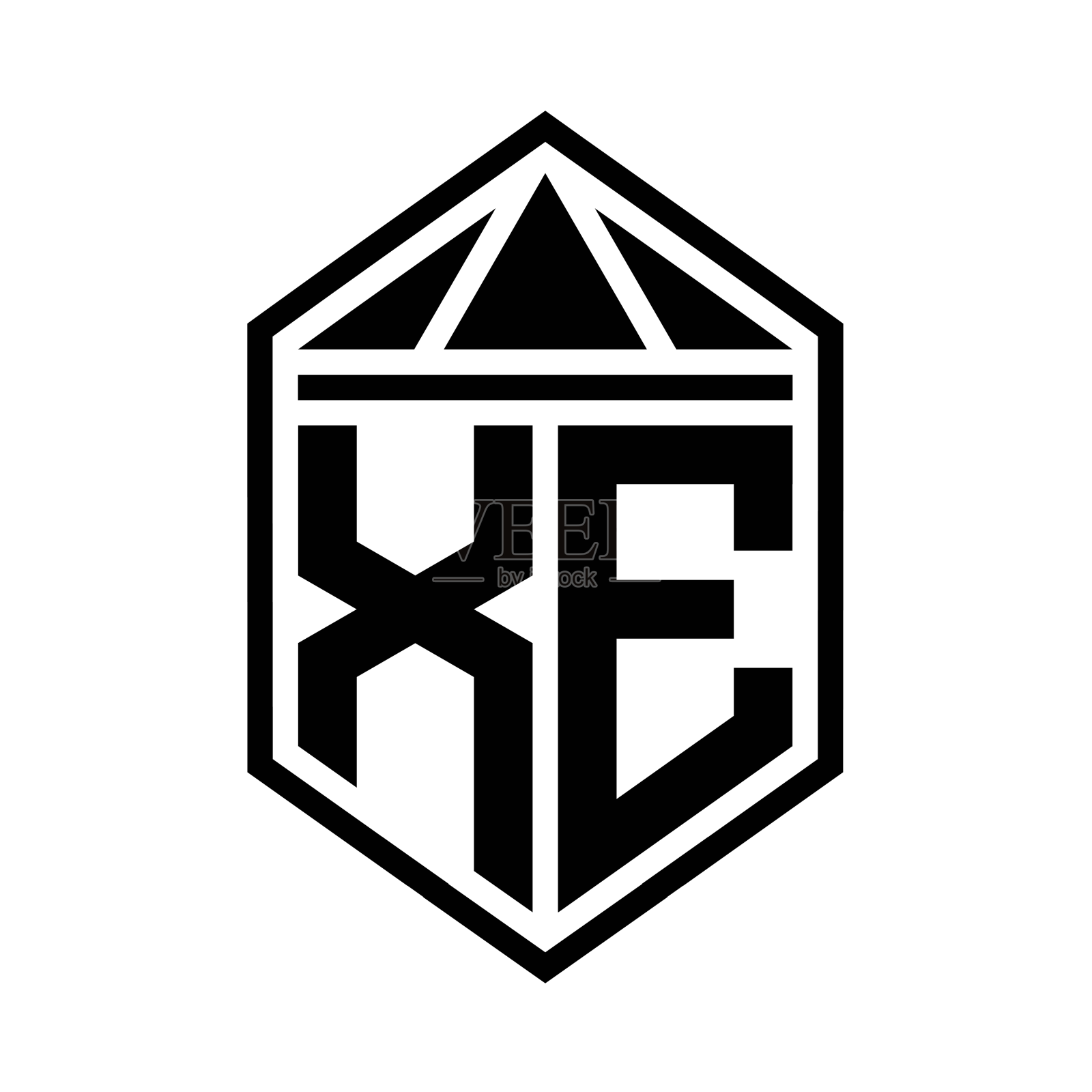 Xe字母标志字母组合简单的六角形盾牌设计元素图片