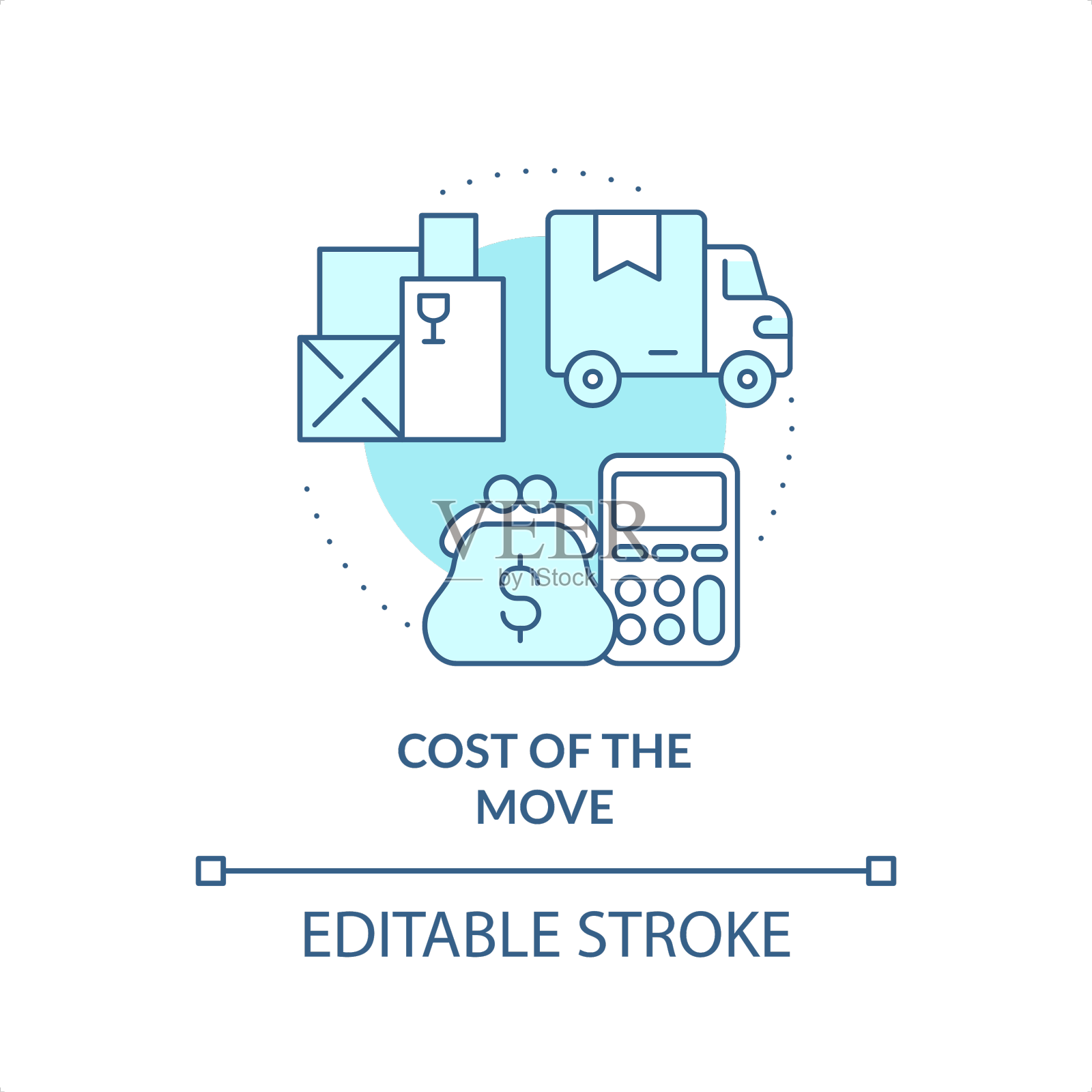 2d移动图标的简单线性蓝色成本设计元素图片