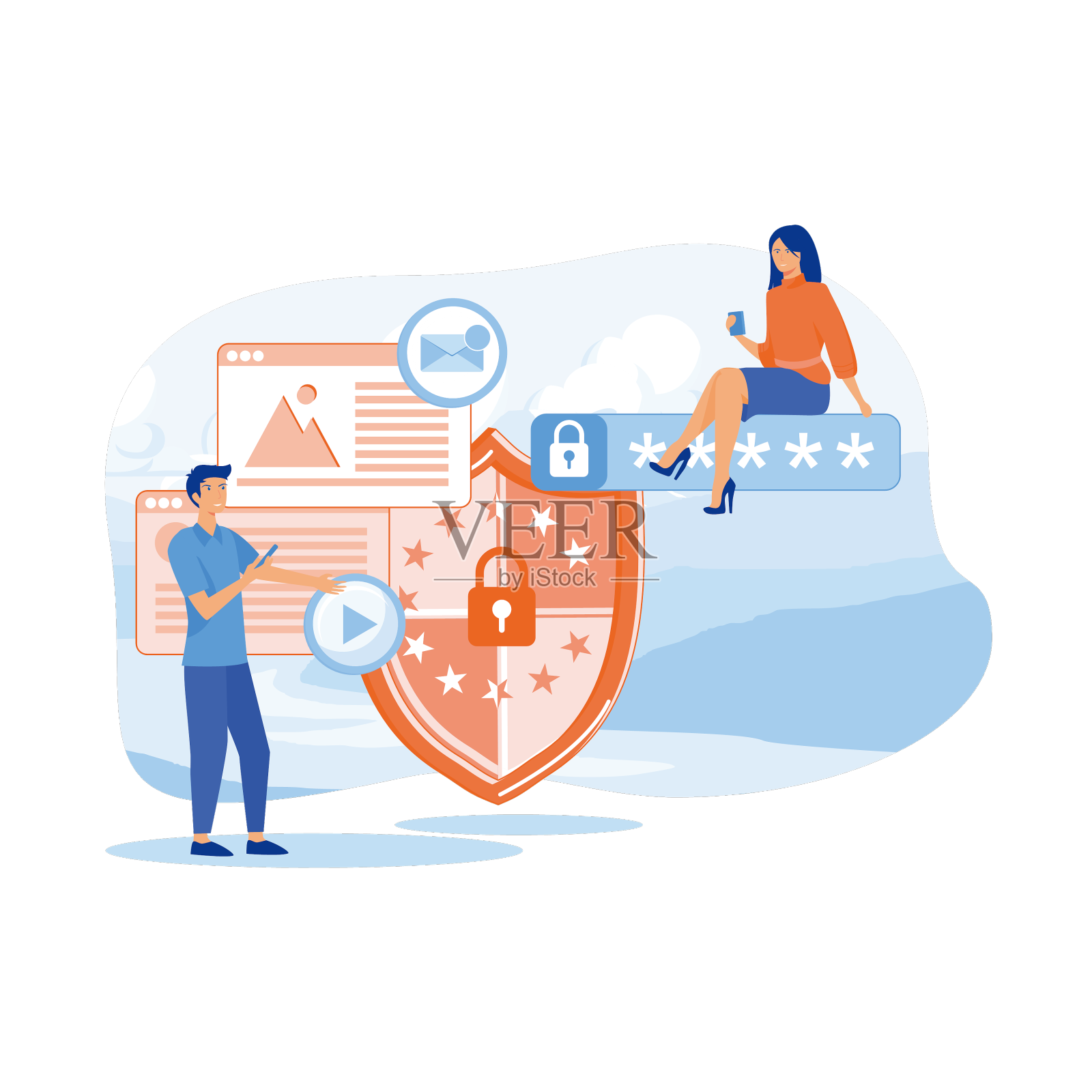 数据保护概念:安全和保密设计元素图片