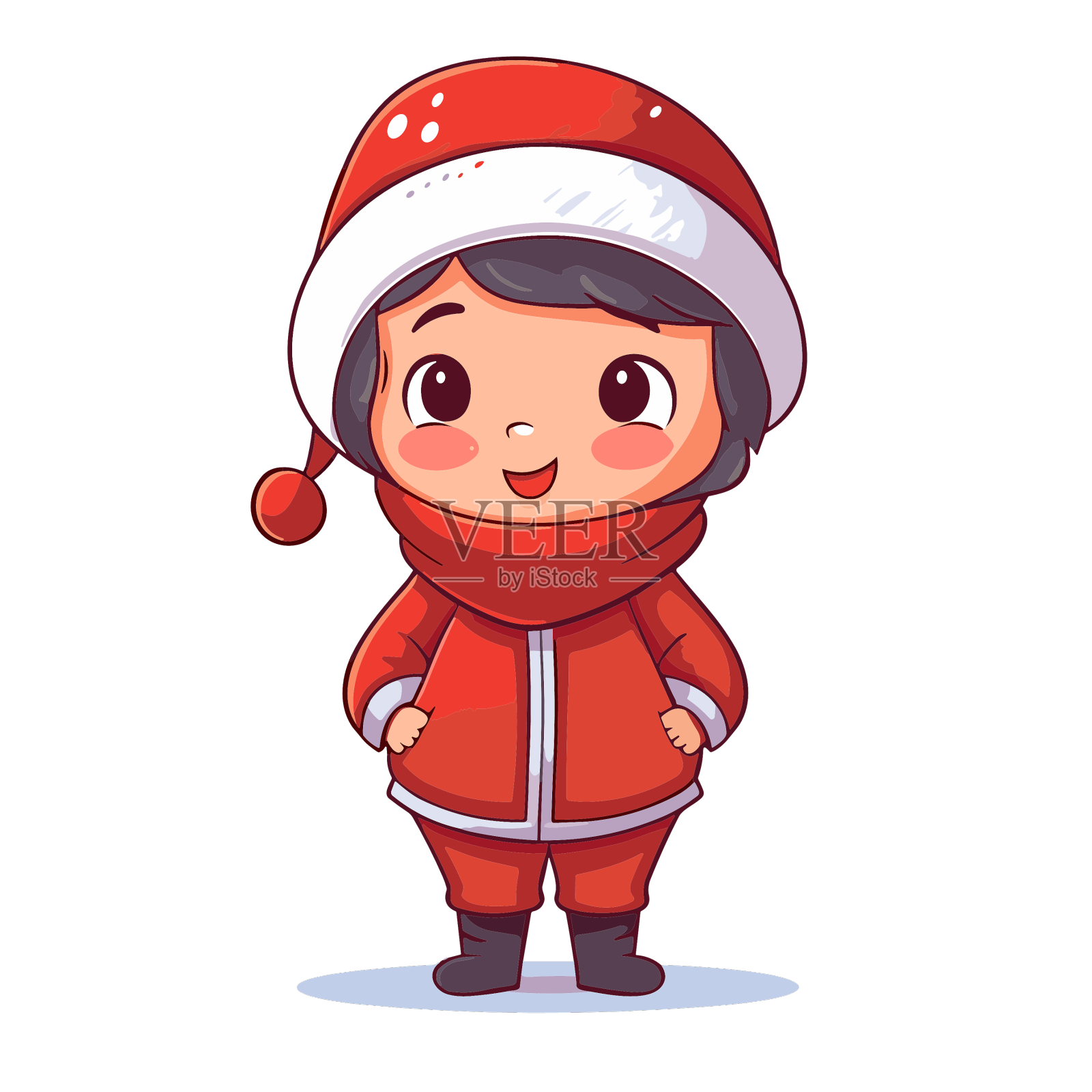 小孩穿着圣诞老人的卡通服装设计元素图片