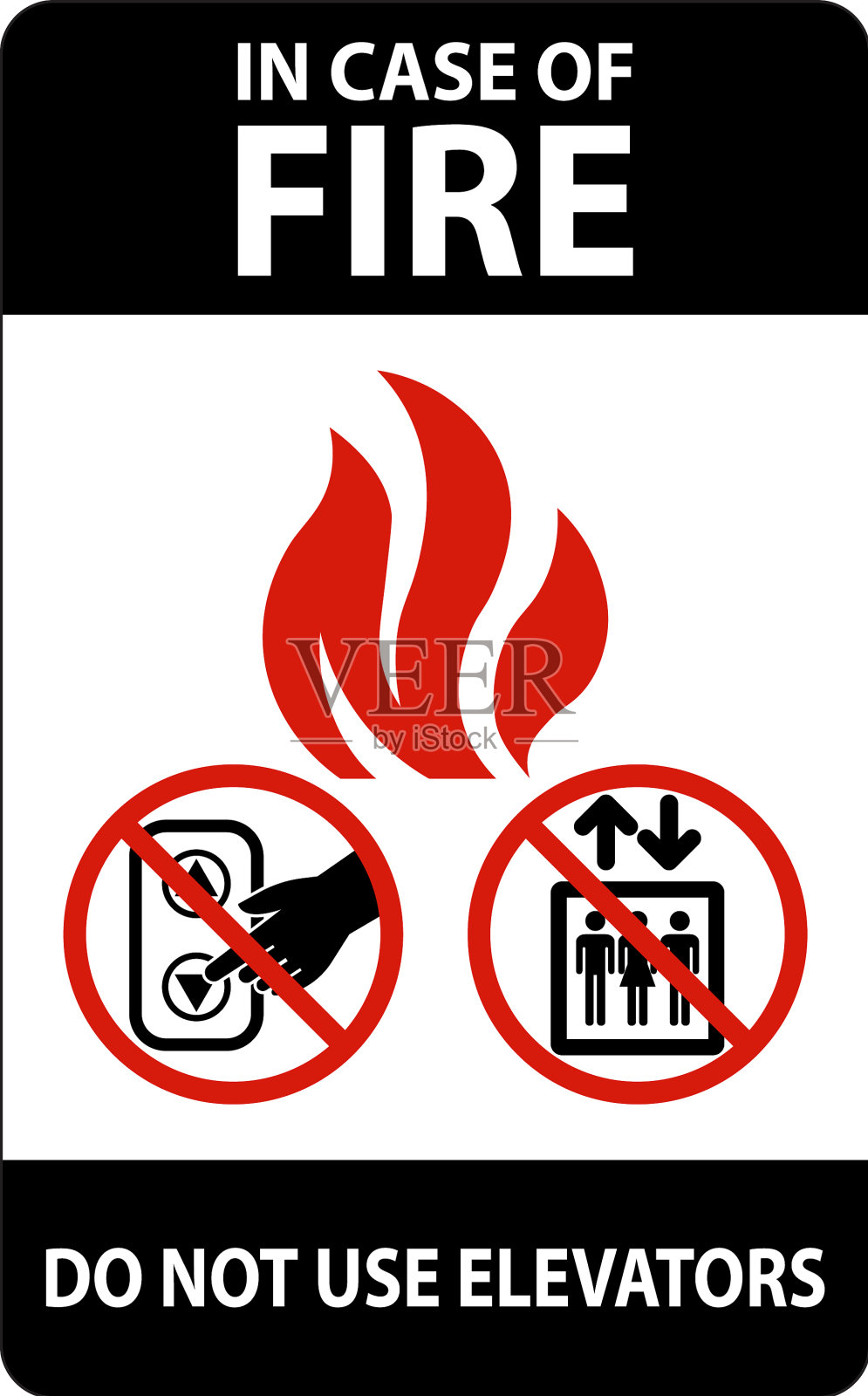 如遇火警标志，请勿使用电梯插画图片素材
