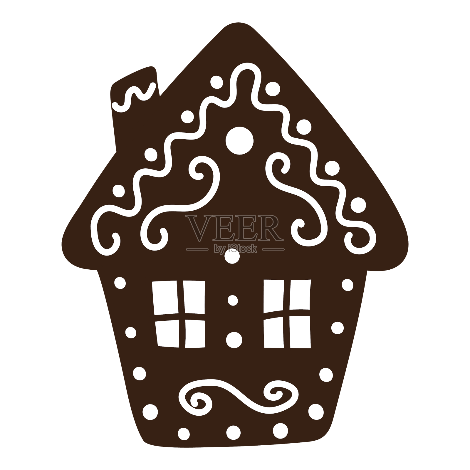 孤立的手绘涂鸦姜饼屋设计元素图片