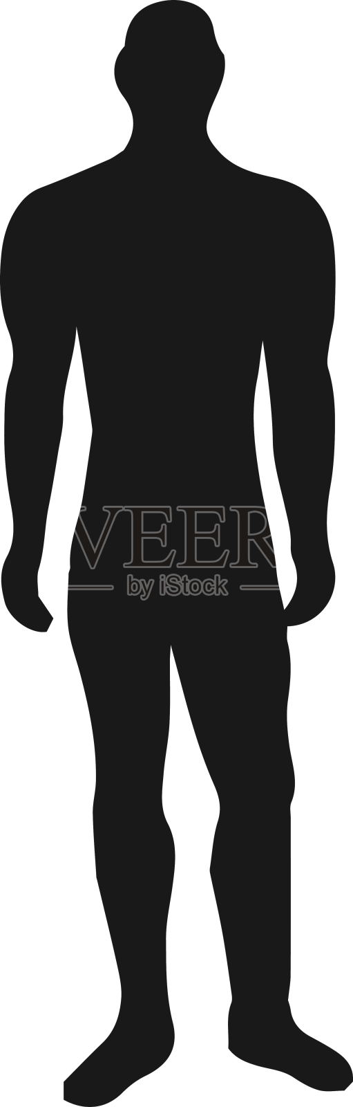 肌肉发达的男性站立剪影设计元素图片