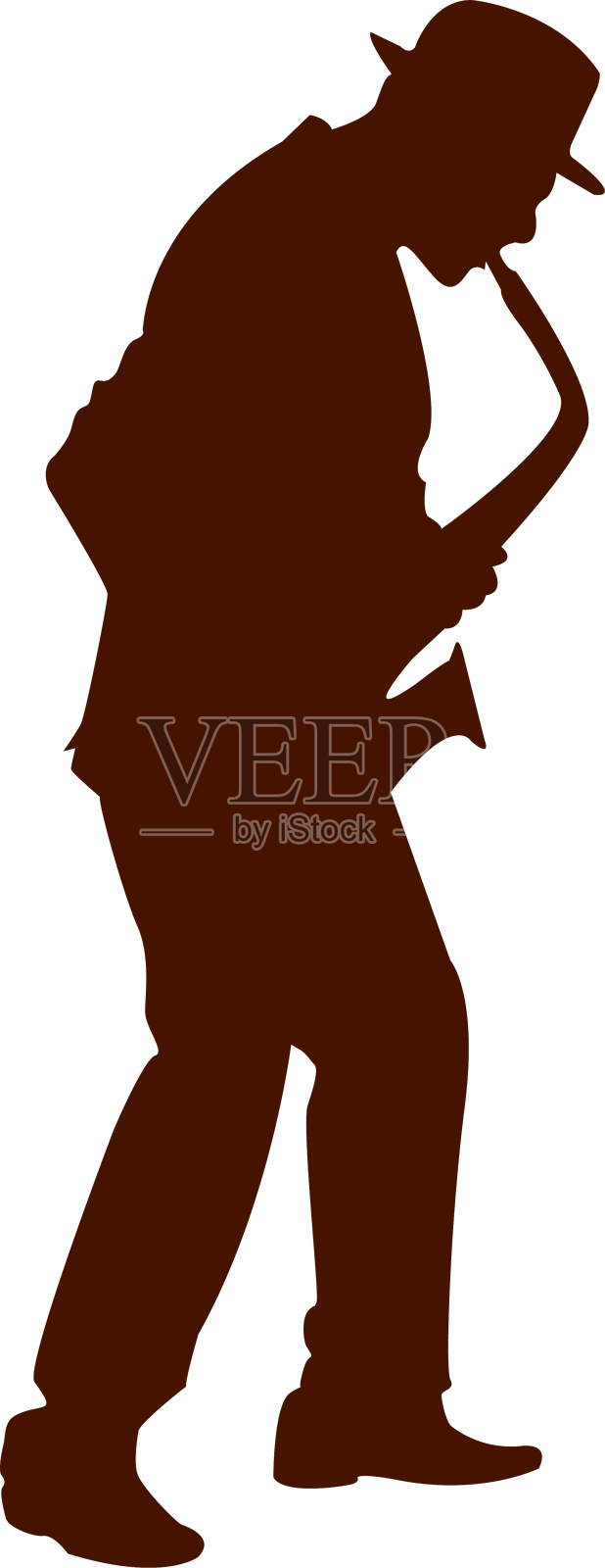 音乐家演奏萨克斯的剪影设计元素图片