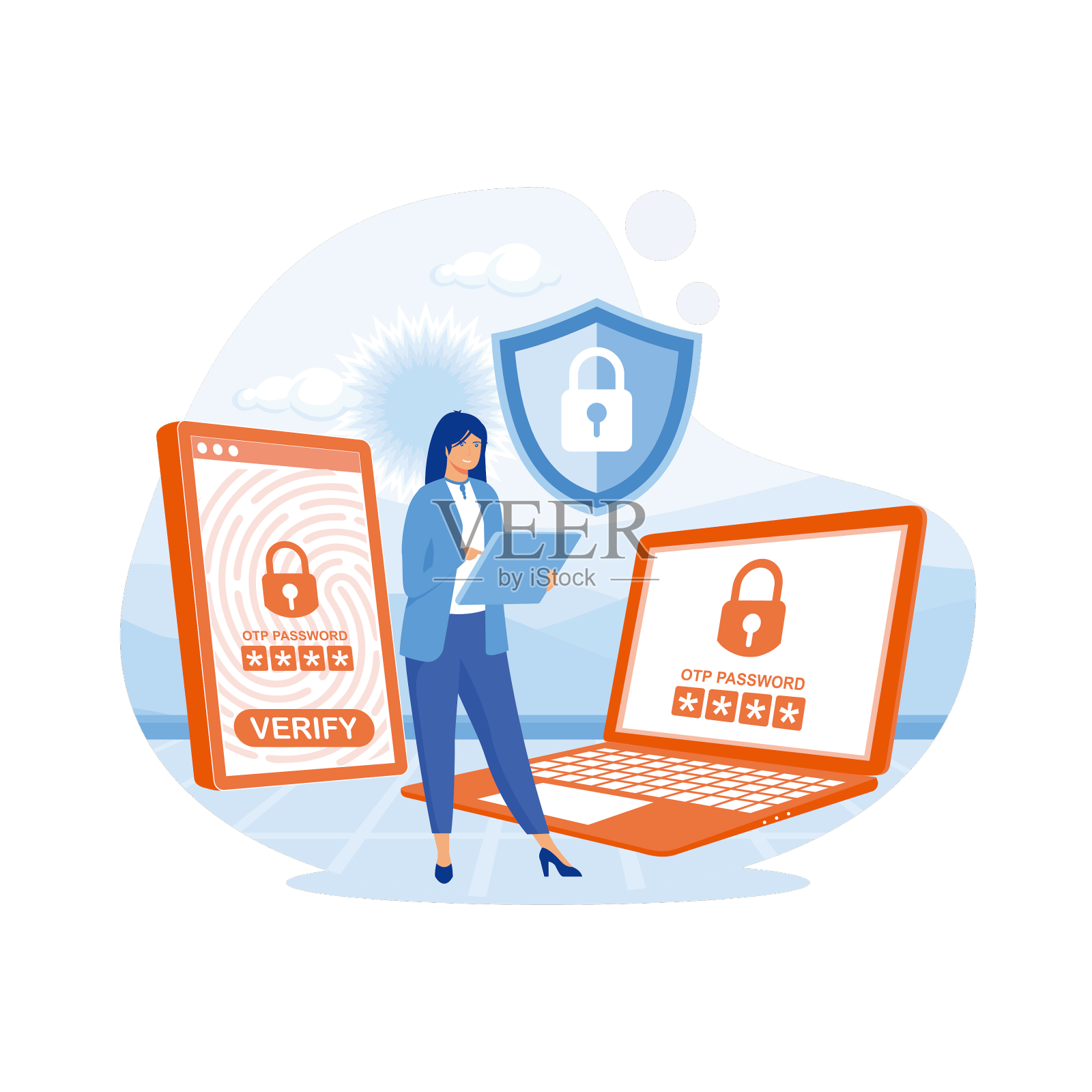 Otp一次性密码安全交易上设计元素图片