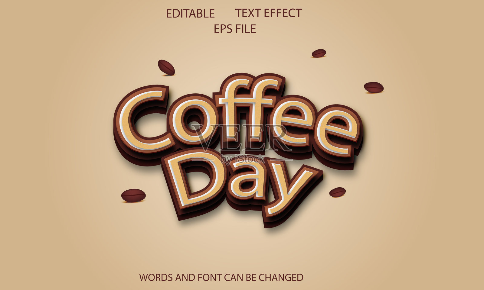 咖啡日可编辑文字效果3d字体样式使用插画图片素材