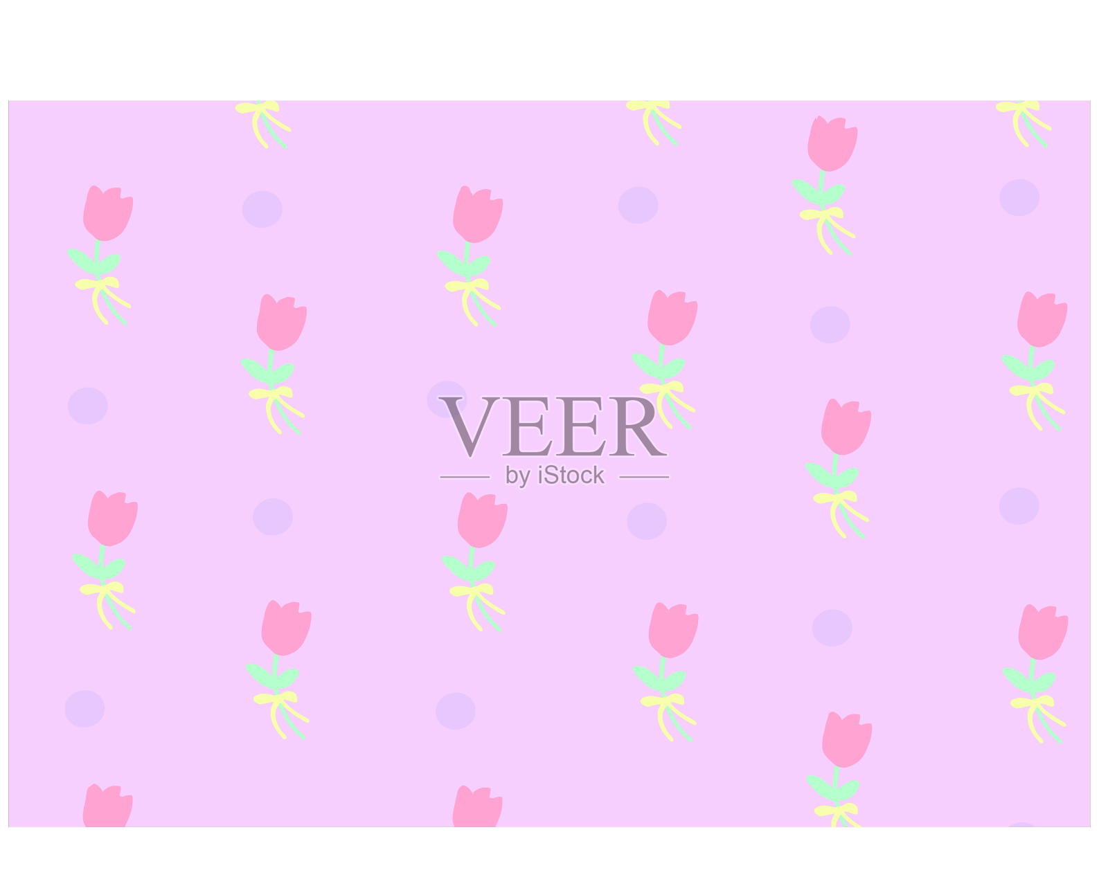 小小的粉色郁金香，郁金香上有黄色的丝带设计元素图片