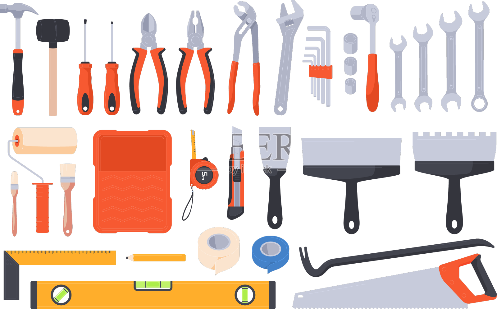 维修和施工工具一套设计元素图片