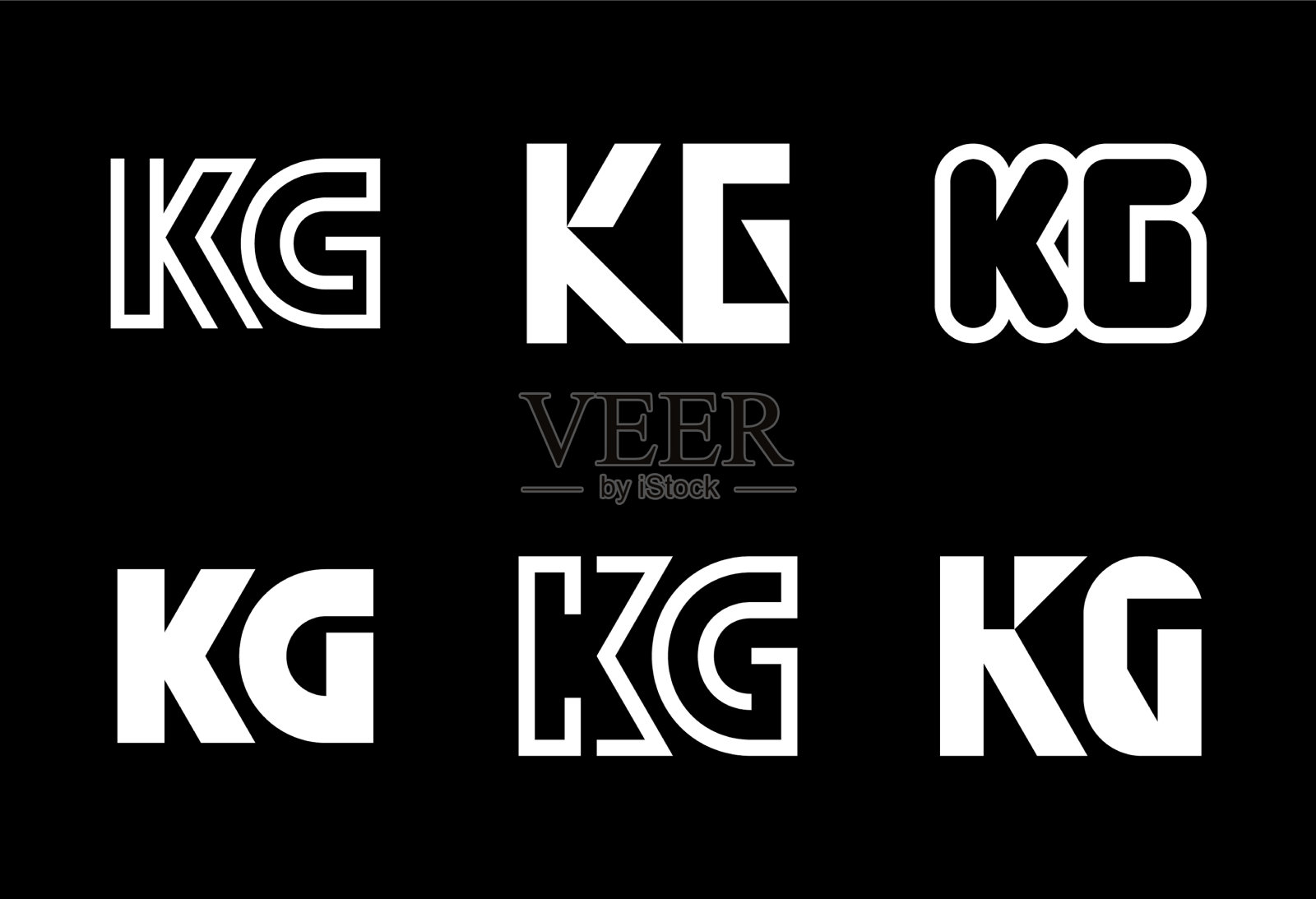 一套字母kg标志插画图片素材