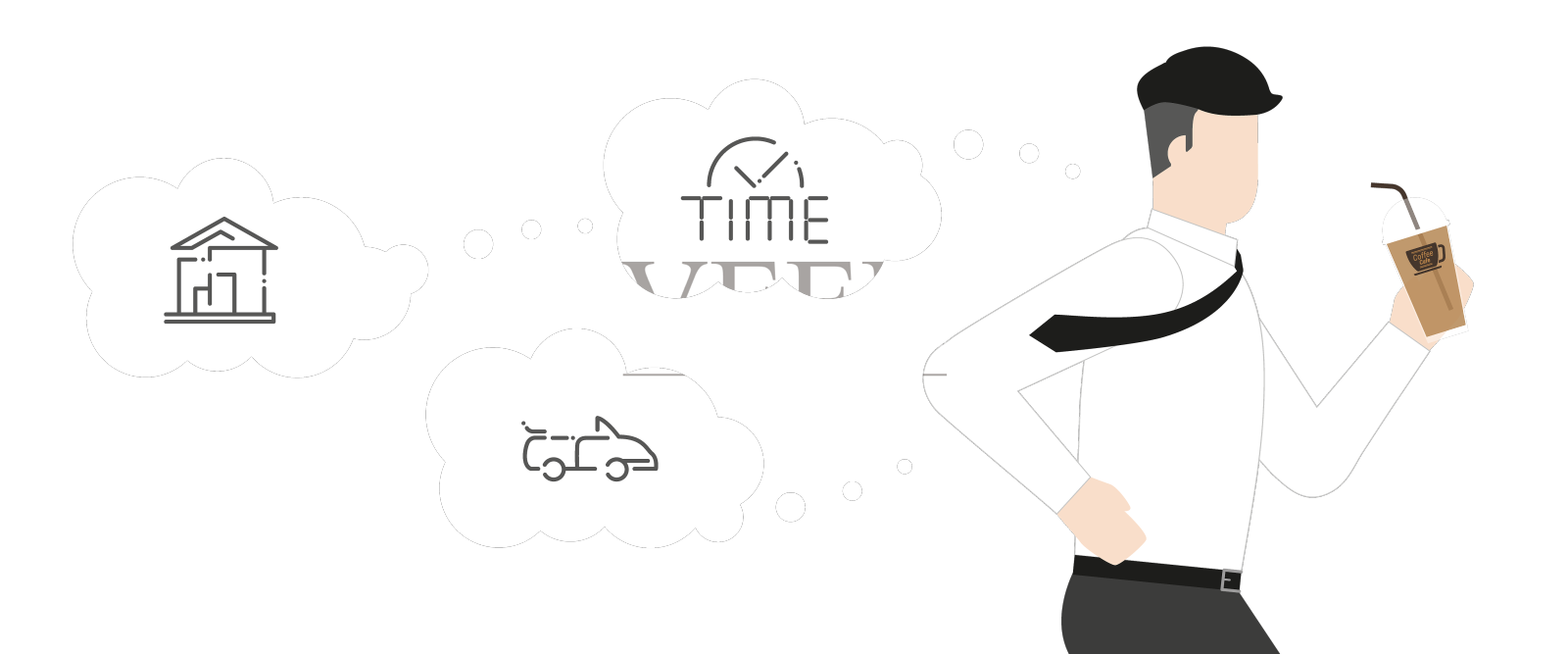 想着他的房子，车子要准时，快点设计元素图片