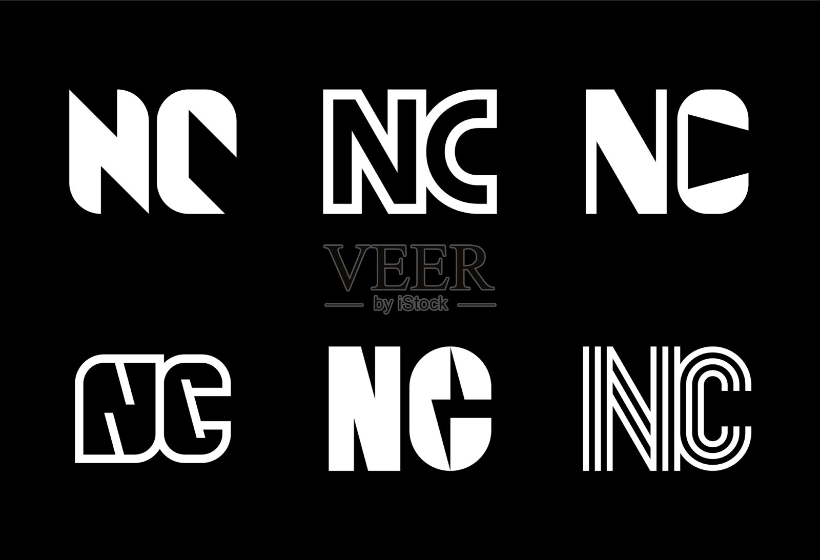 一套字母nc标志插画图片素材