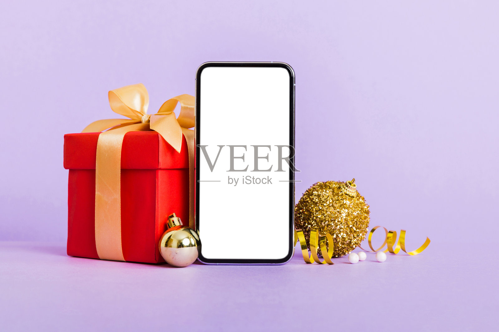 圣诞装饰手机样机，用于APP展示照片摄影图片