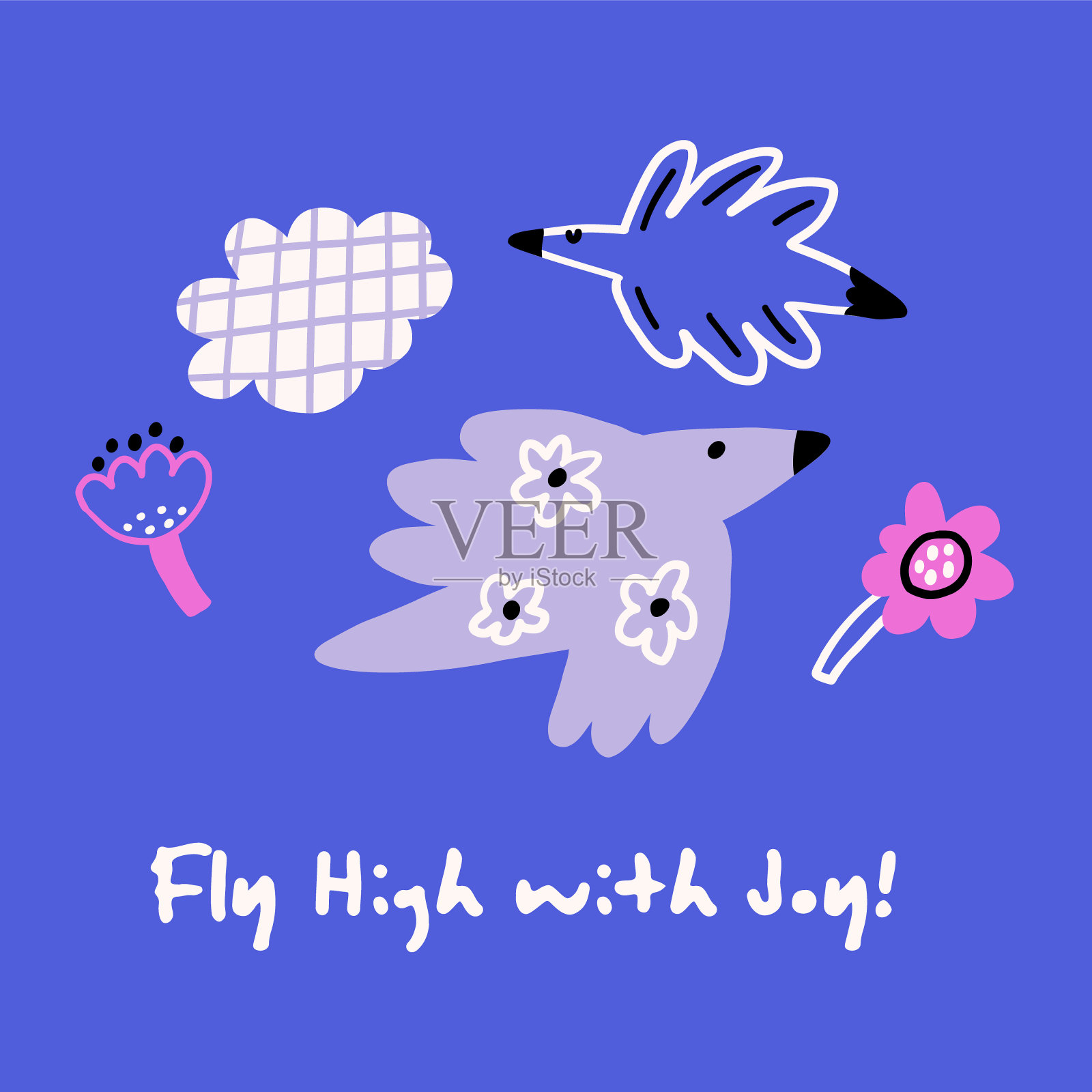 有趣的鸟为儿童印刷插画图片素材