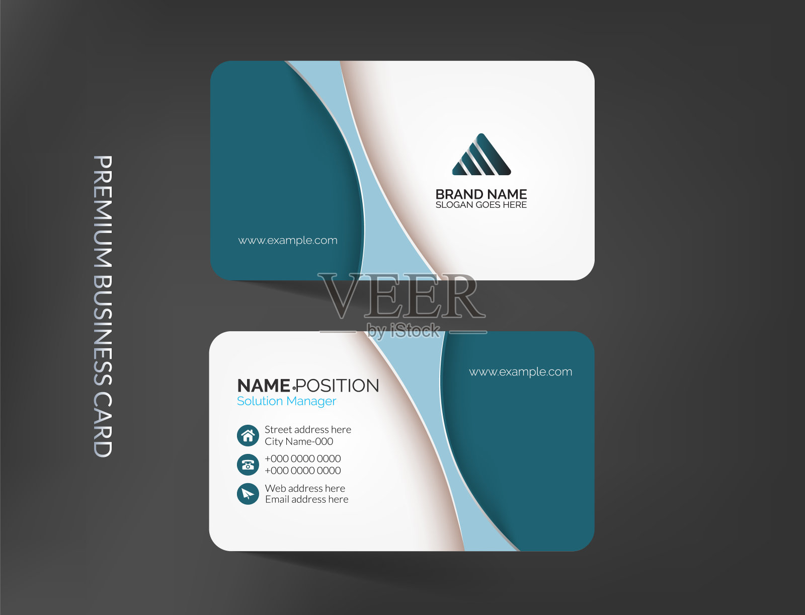 现代创意名片模板与平面用户界面插画图片素材