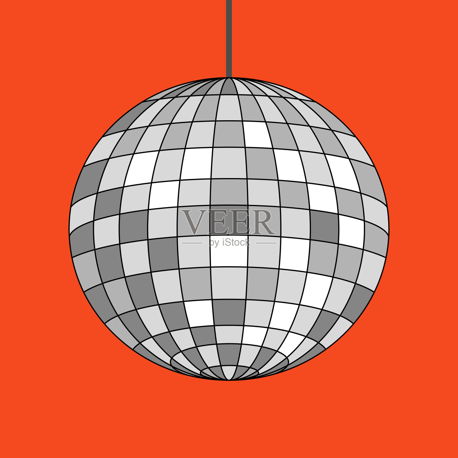 复古风格的银色迪斯科球矢量插图插画图片素材