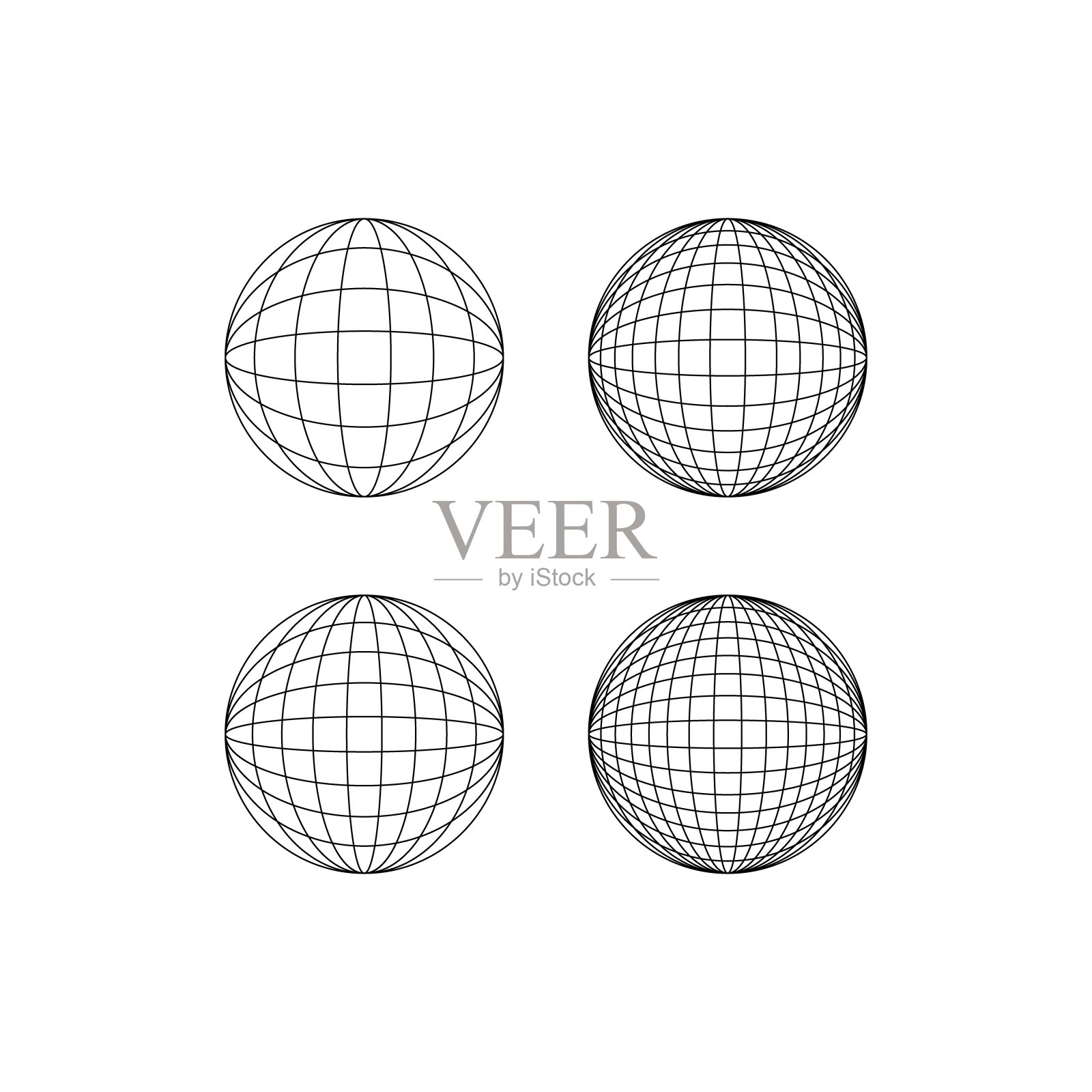 一组抽象的线性球矢量剪贴画插画图片素材