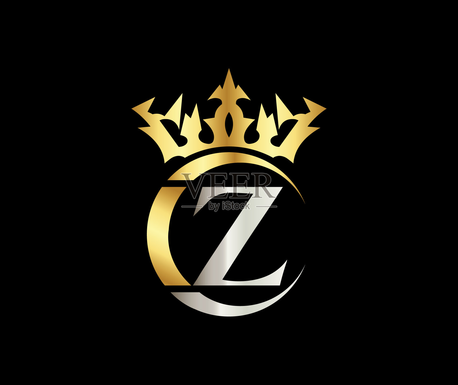 Z字母皇冠奢华王国标志配金色公司标志设计插画图片素材