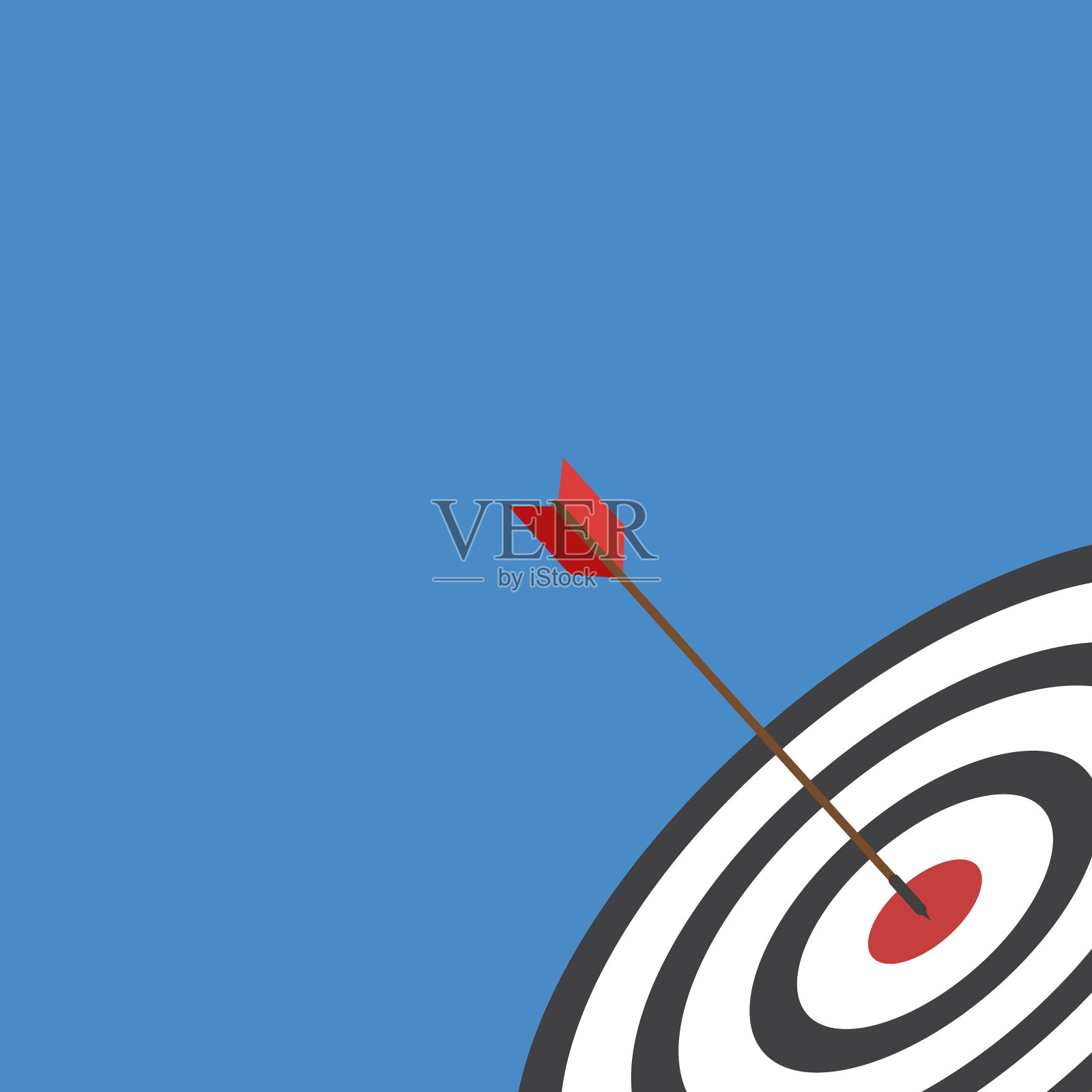 红色目标击中中心。商业挑战失败和成功的概念。插画图片素材