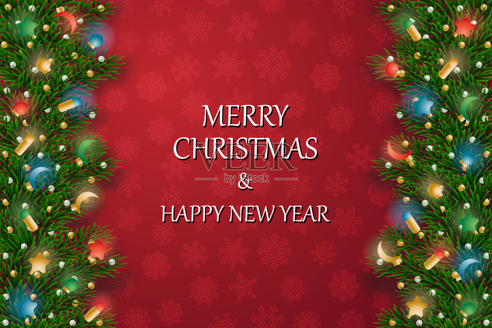 装饰树枝的圣诞横幅。插画图片素材