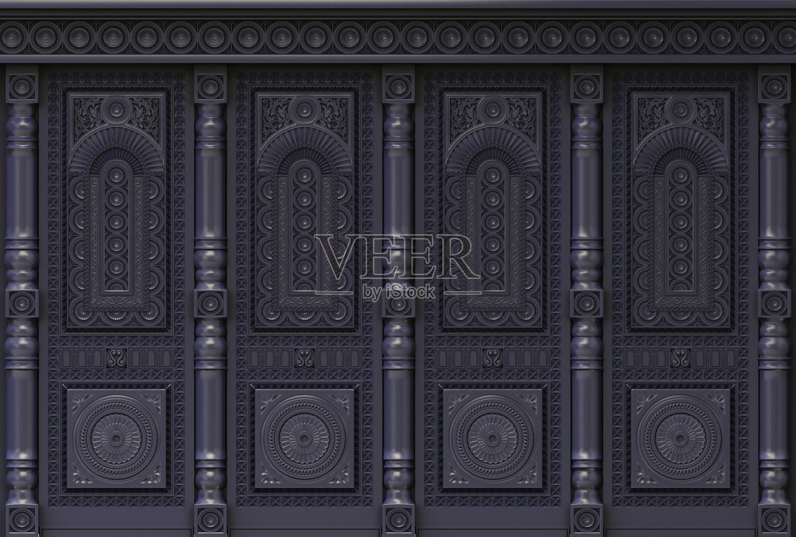 雕刻东方木柜墙板照片摄影图片