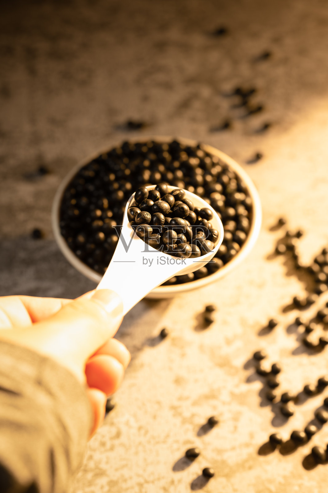 阳光照在黑豆上照片摄影图片