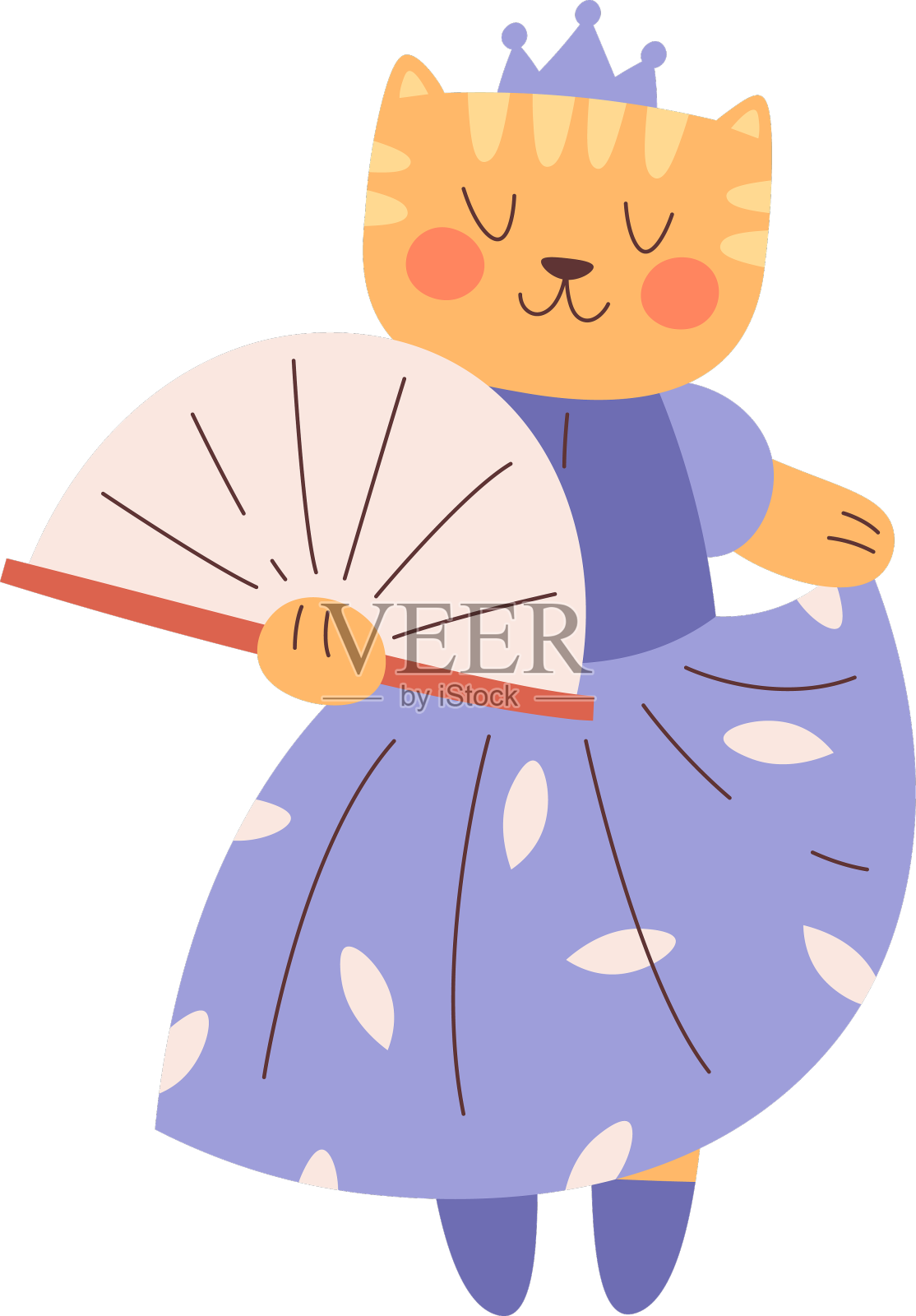 猫公主手持扇子设计元素图片
