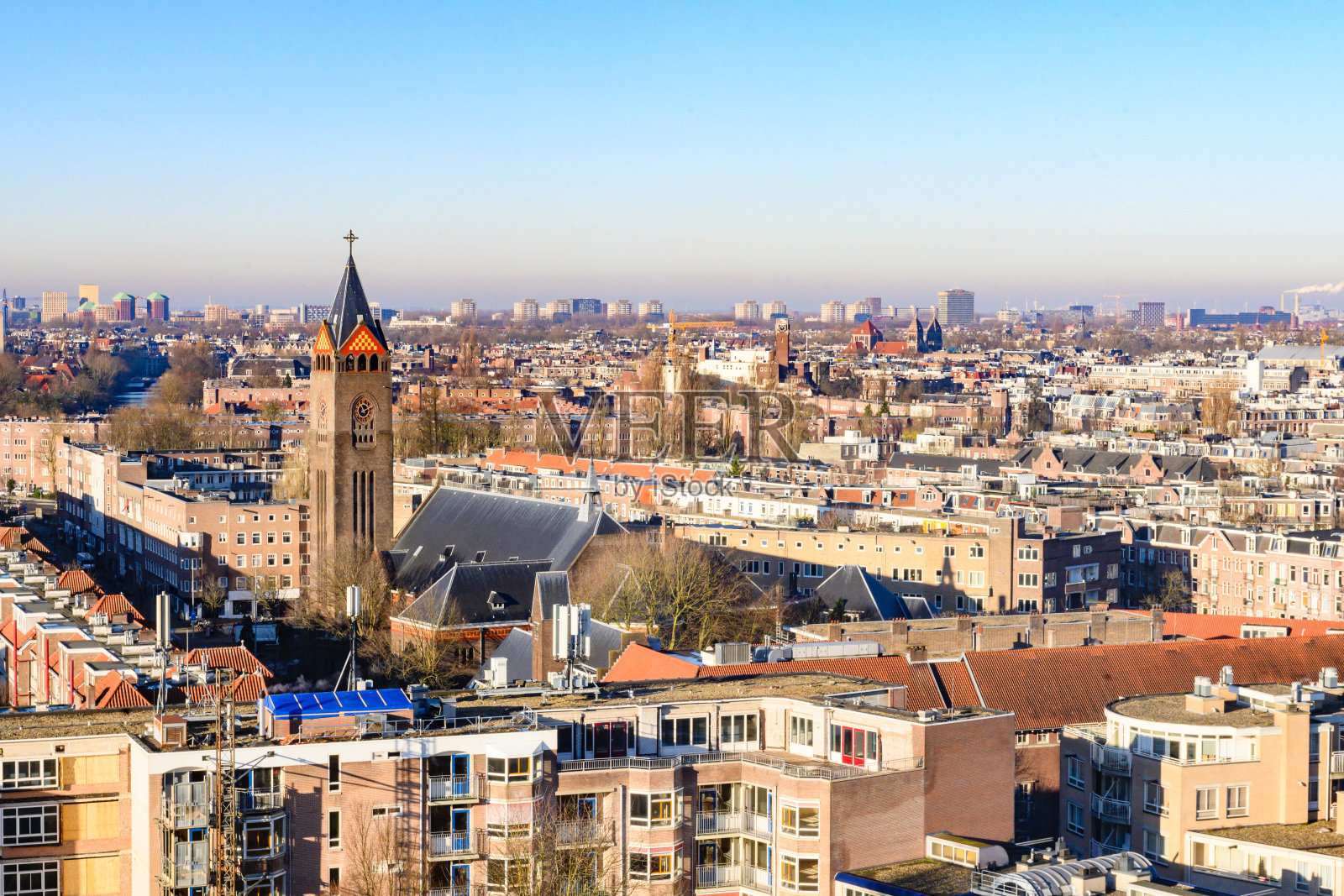 阿姆斯特丹阳光明媚的晨景照片摄影图片