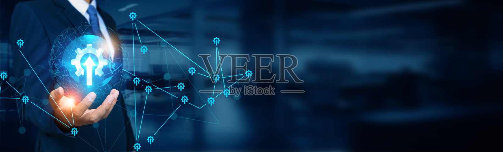 拥有全球发展和创新联系，网站设计和软件开发的商人。照片摄影图片