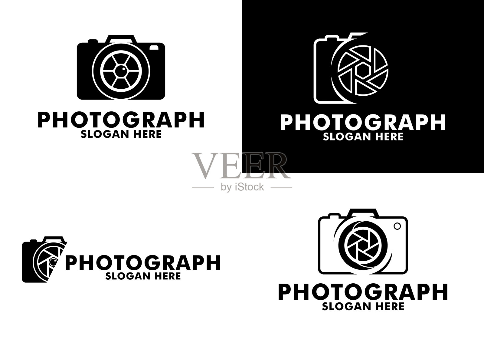 相机摄影标志图标矢量模板，集照片标志插画图片素材