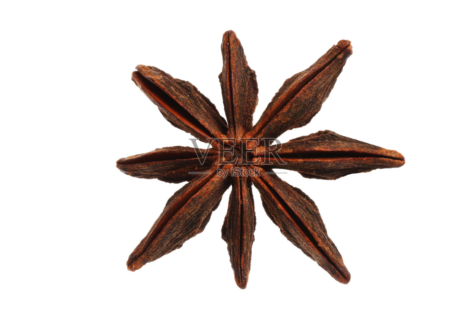 肉桂棒和茴香被隔离在白色背景上。香料。照片摄影图片