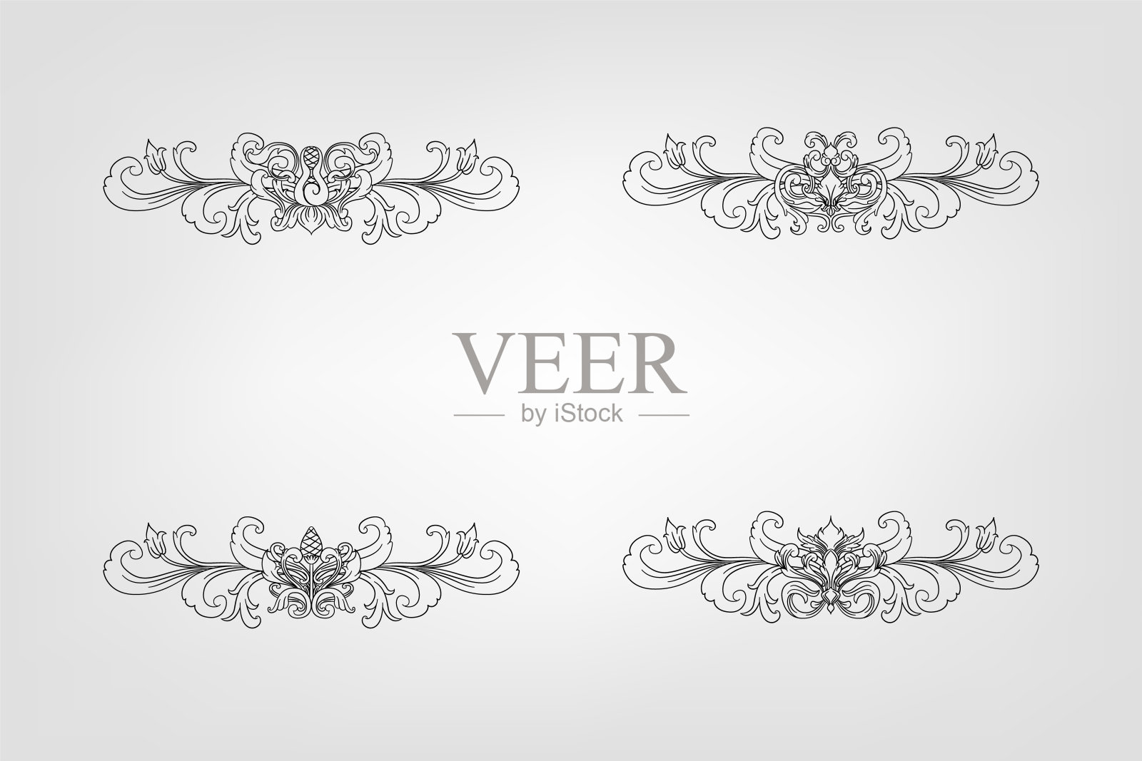 古典巴洛克花丝装饰装饰复古花边风格古董艺术复古插画图片素材