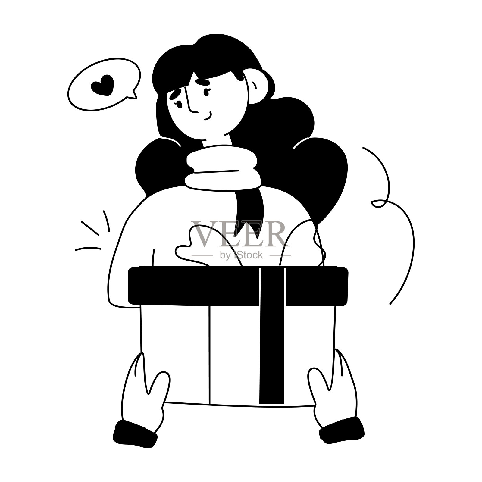 收到礼物插画图片素材