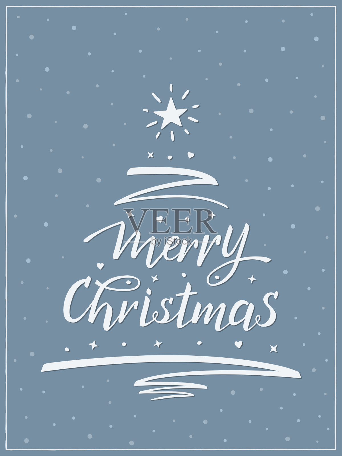 圣诞快乐贺卡与手写字母，现代毛笔书法。插画图片素材