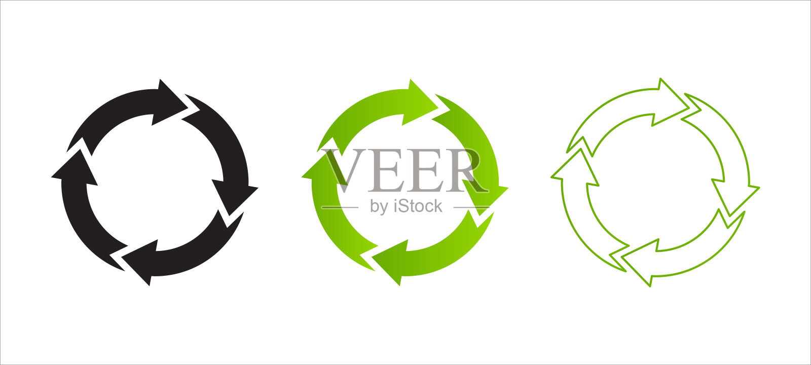 回收图标集，回收标志符号，箭头符号重复，矢量插图插画图片素材