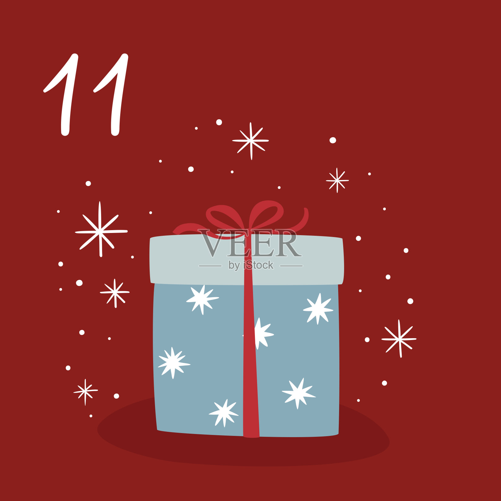 圣诞节插图与礼物和数字降临日历插画图片素材