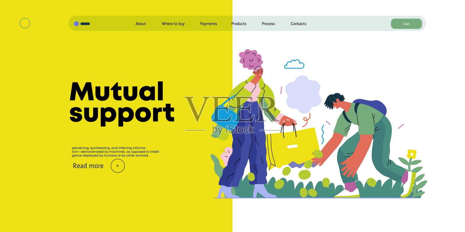 相互支持，平面矢量概念插图插画图片素材