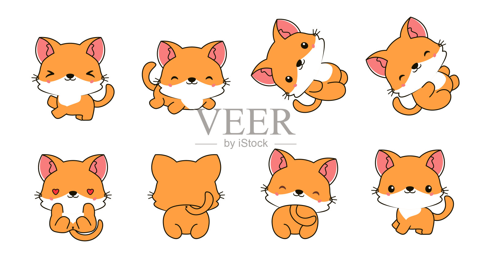 卡哇伊猫插图集插画图片素材